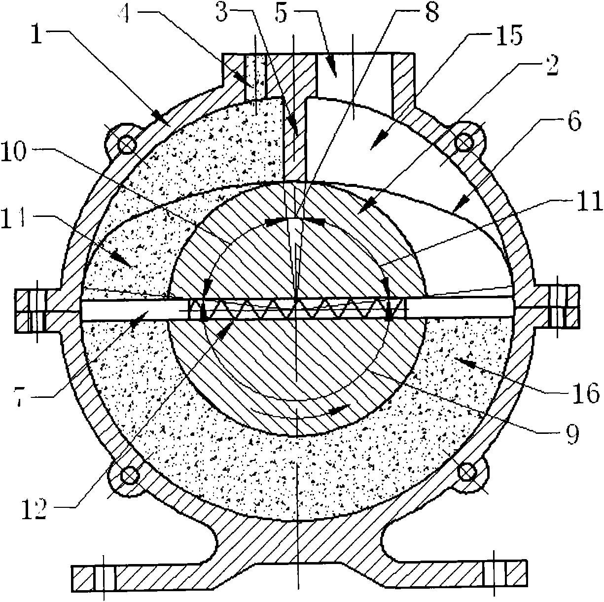 Vane type continuous rotating cylinder