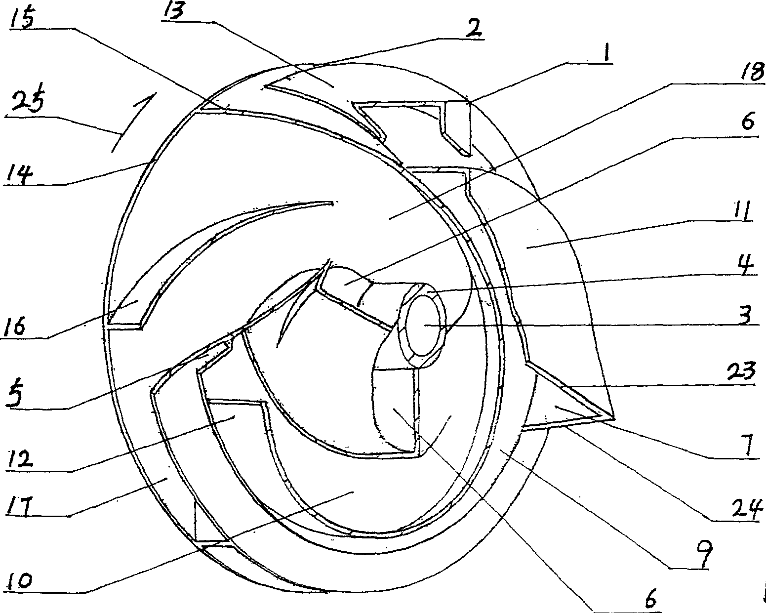 Bucket screw centrifugal vane of fan and application method of said vane in fluid delivering thereof