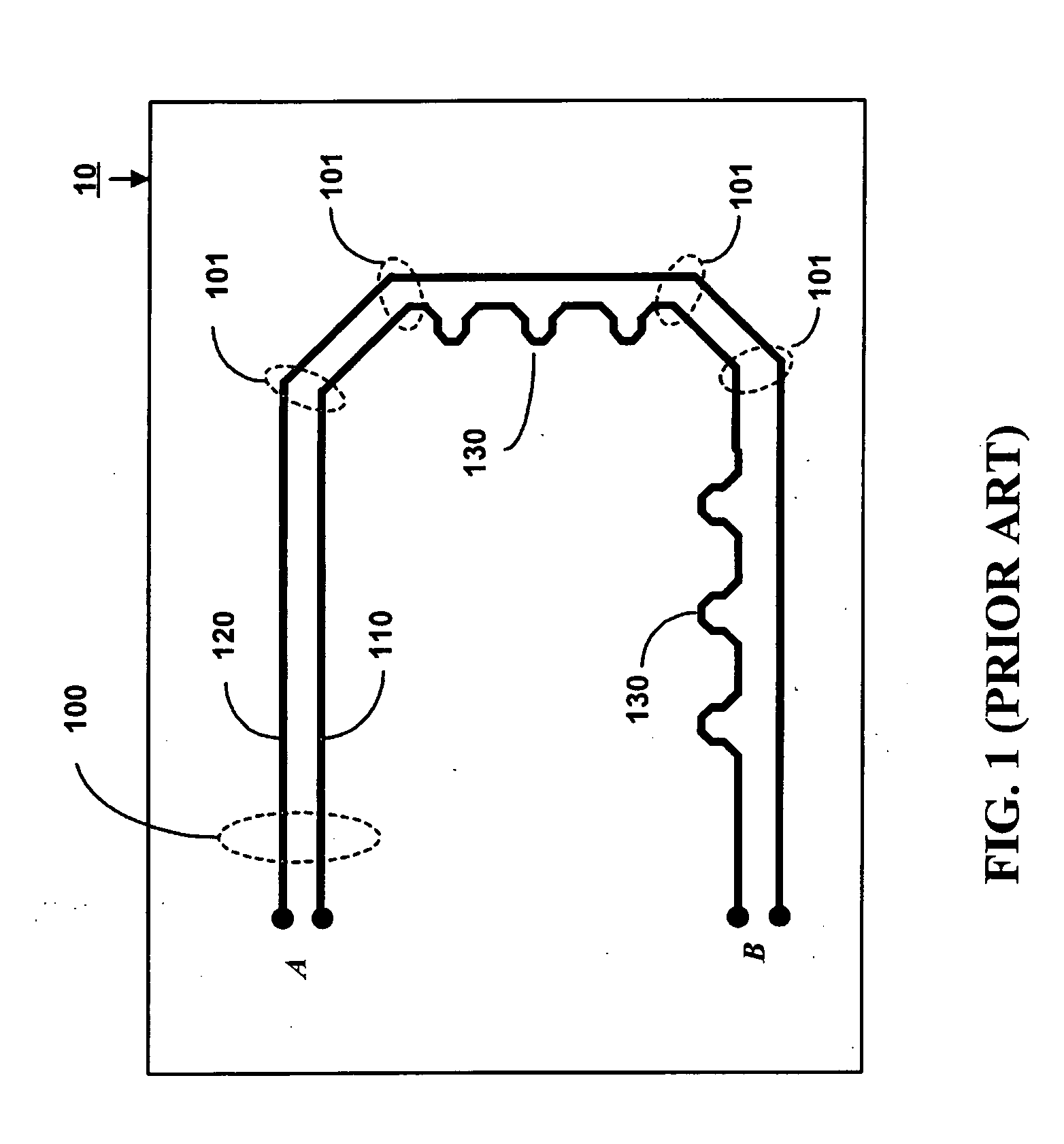 Capacitance-compensated differential circuit line layout structure