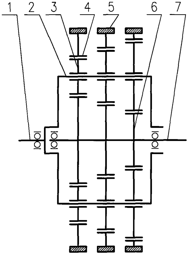 Compact type constraint number shifting planetary gear train transmission