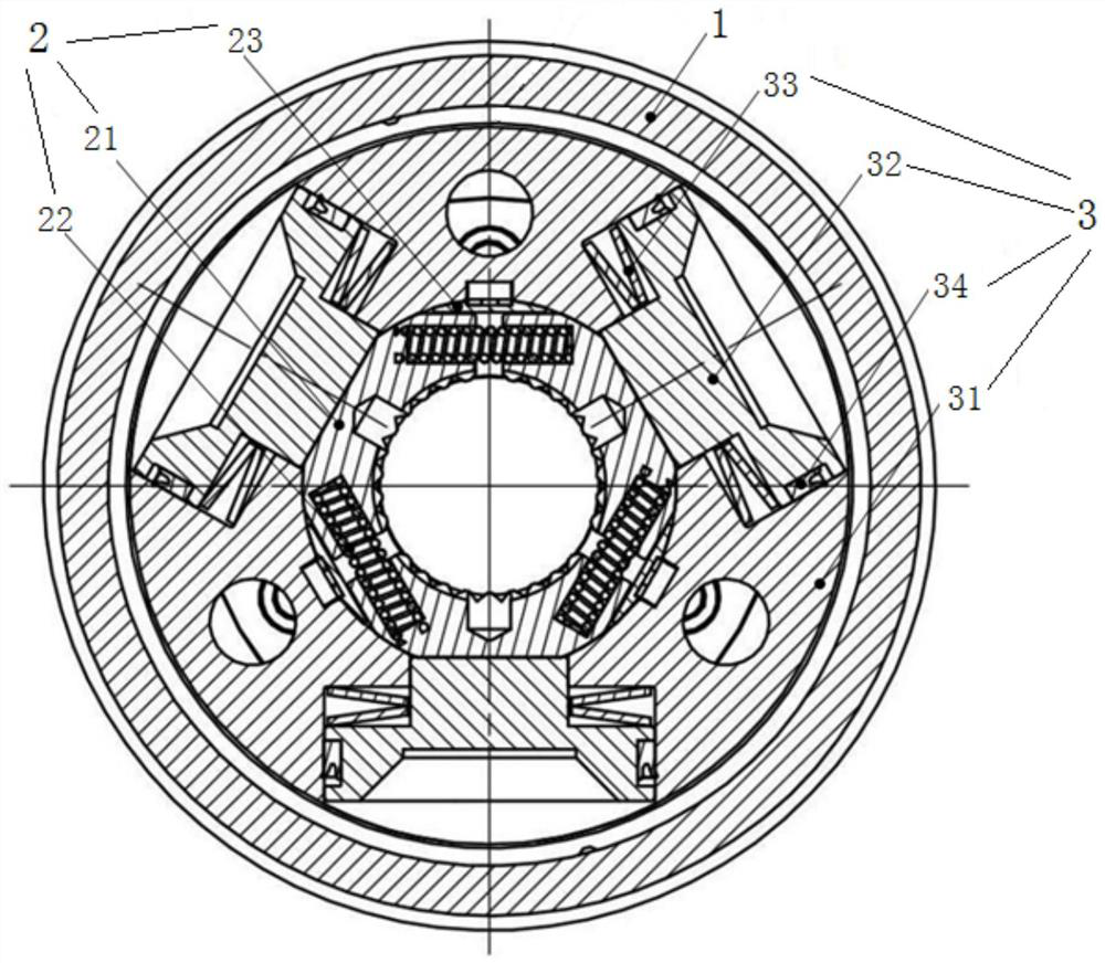 Piston-type hydraulic chuck, power head and drilling rig