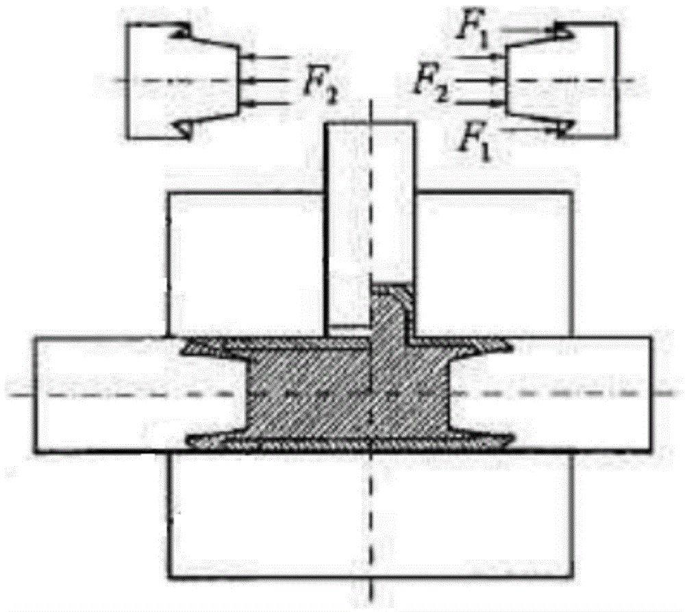 Rigid and plastic compound bulging forming die for large-caliber T-branch pipe