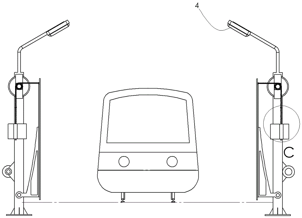 Self-generating railway streetlights that generate electricity using flywheel batteries and suction power