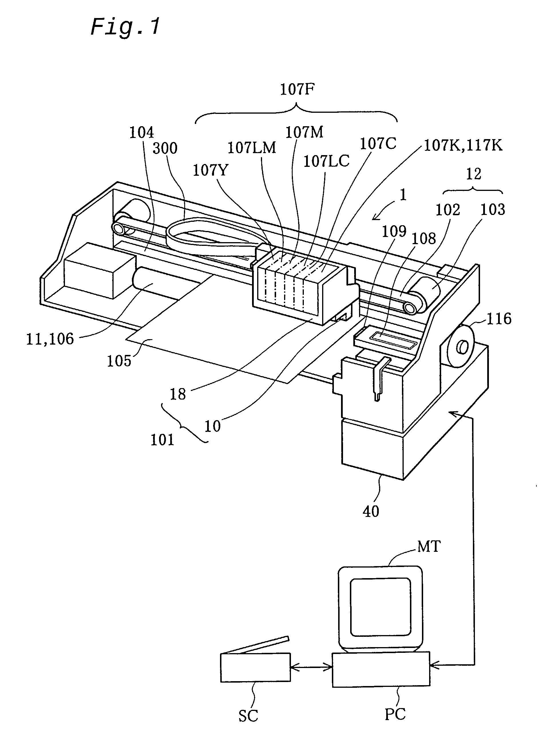 Printer and ink cartridge attached thereto