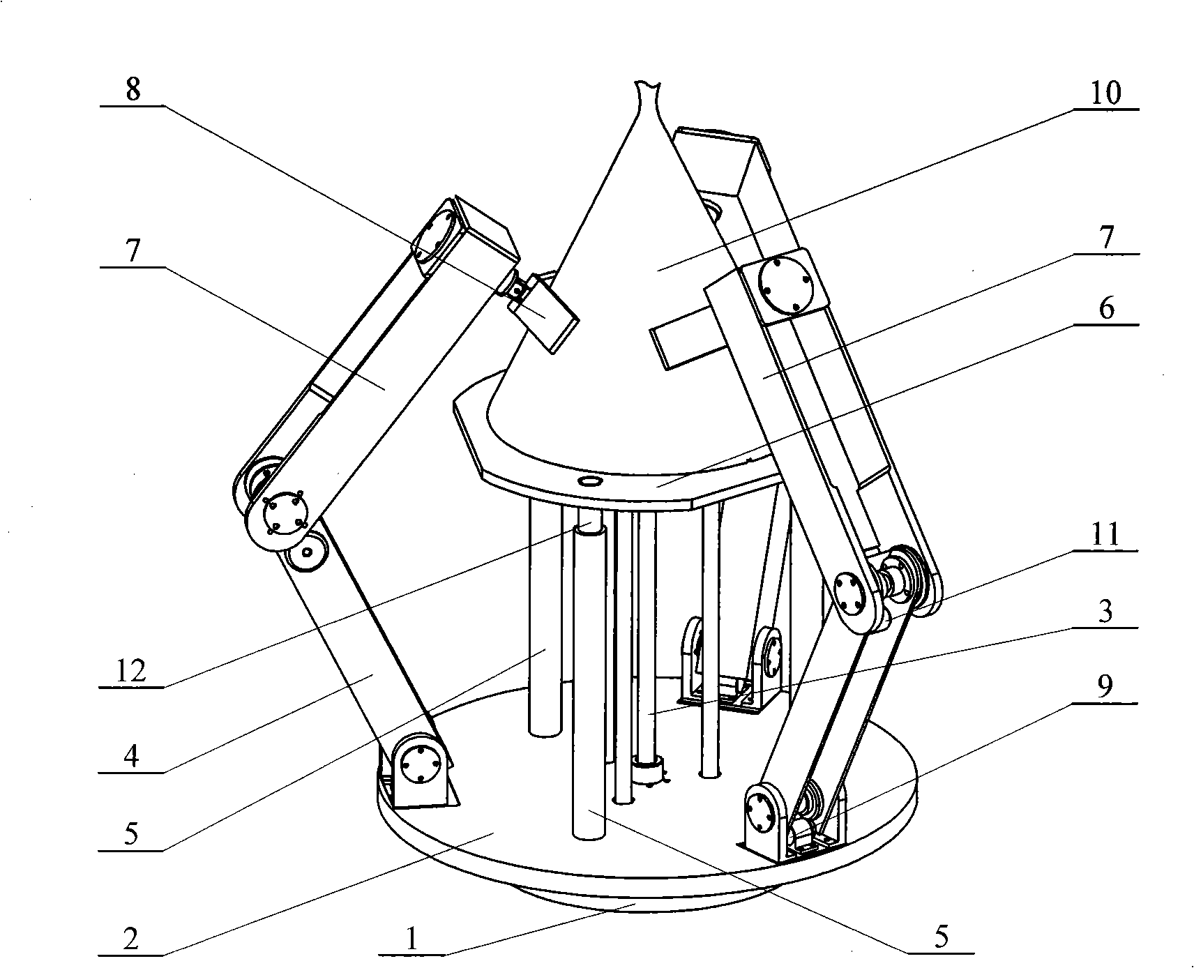Three-arm type noncooperative target docking mechanism