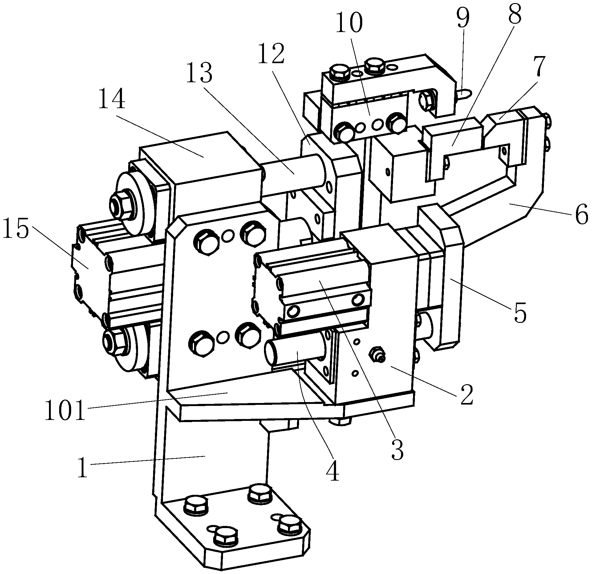 Welding jig of intermediate support assembly of instrument board cross beam