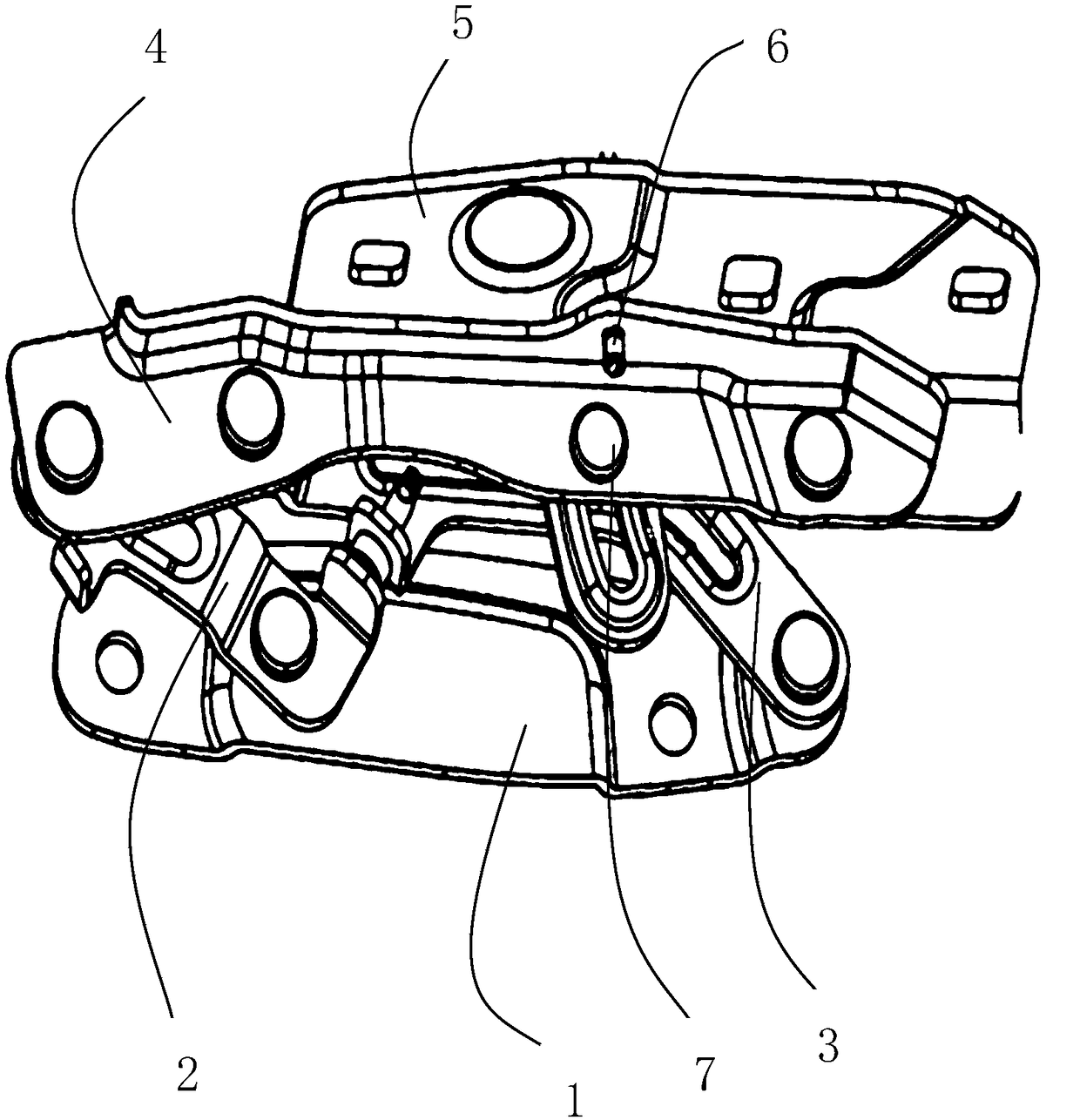 Five-connecting rod hinge structure of active pedestrian protection engine cover