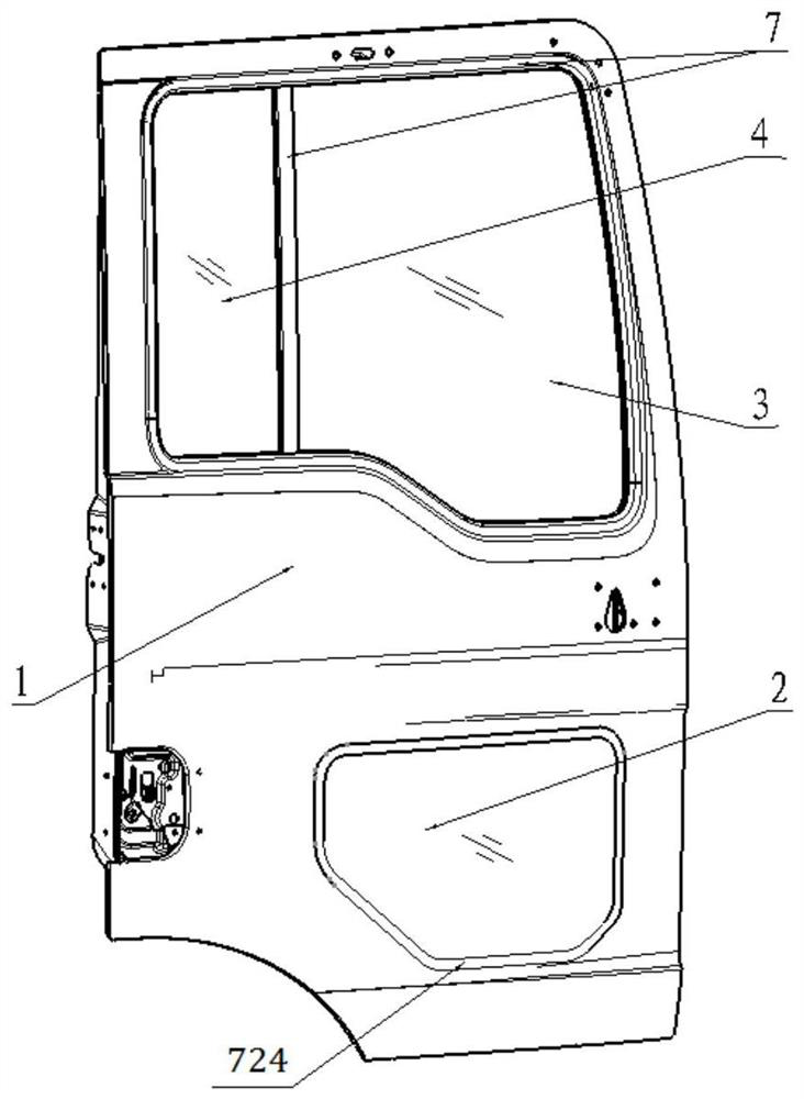 Copilot heavy truck door assembly with observation window