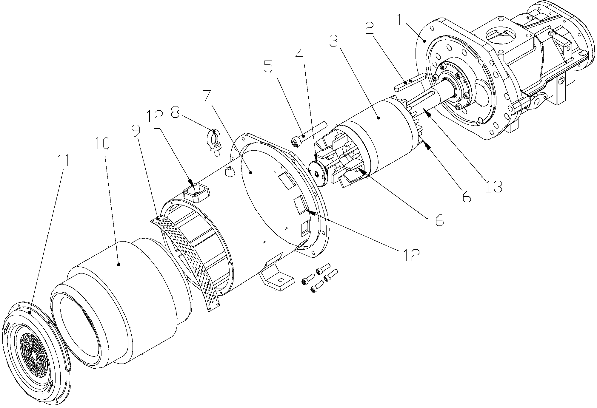 Direct-connection integrated screw machine-driven asynchronous motor