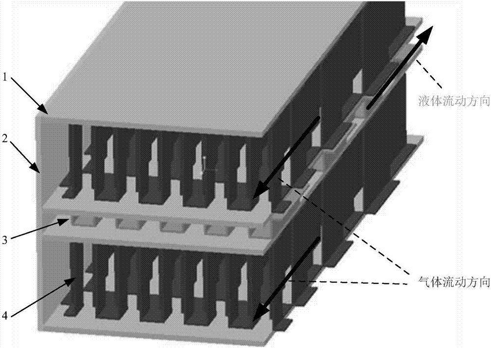 Reverse-flow intercooler core body based on various-length saw tooth fins