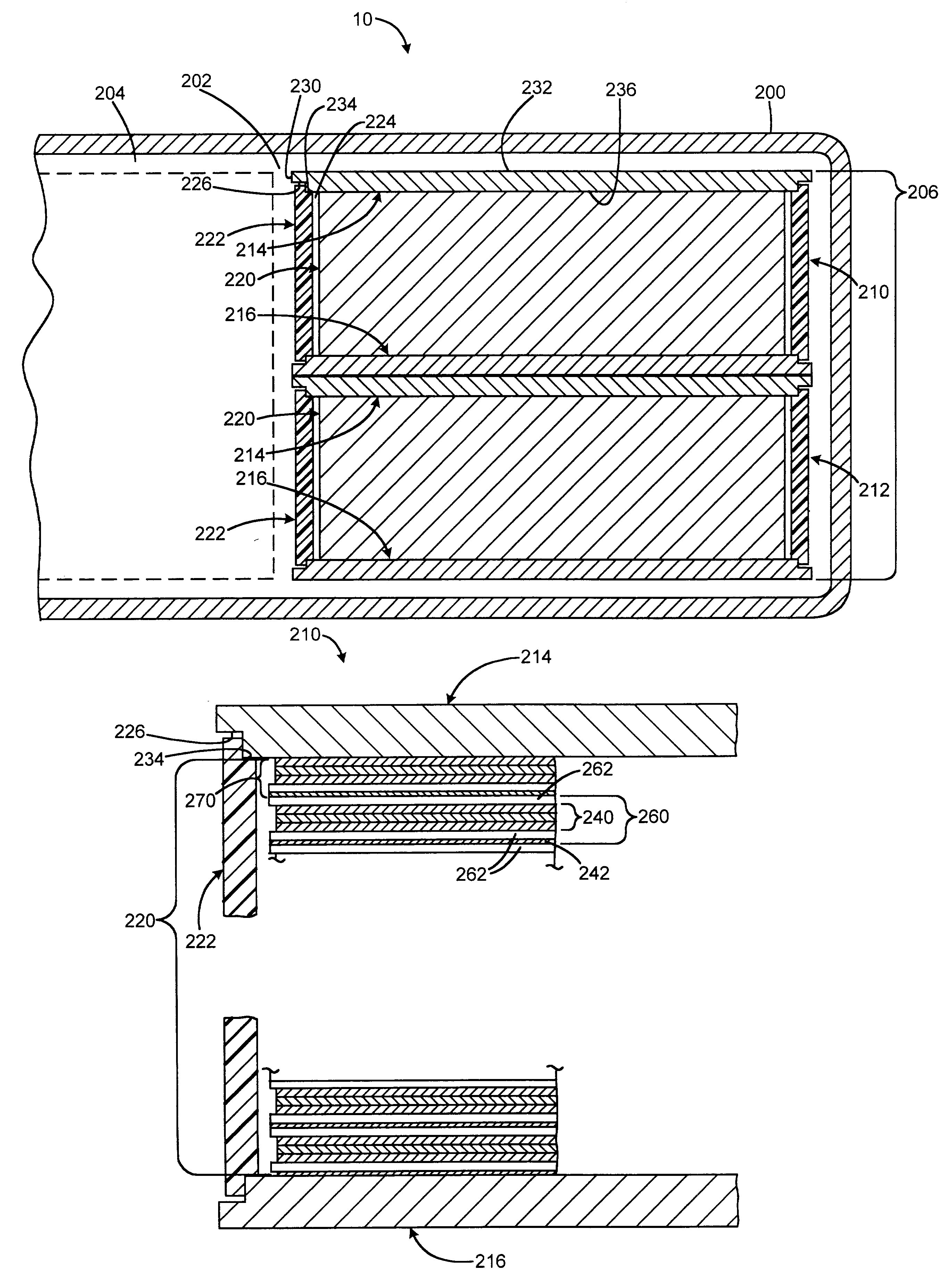 Stackable capacitor having opposed contacts for an implantable electronic medical device