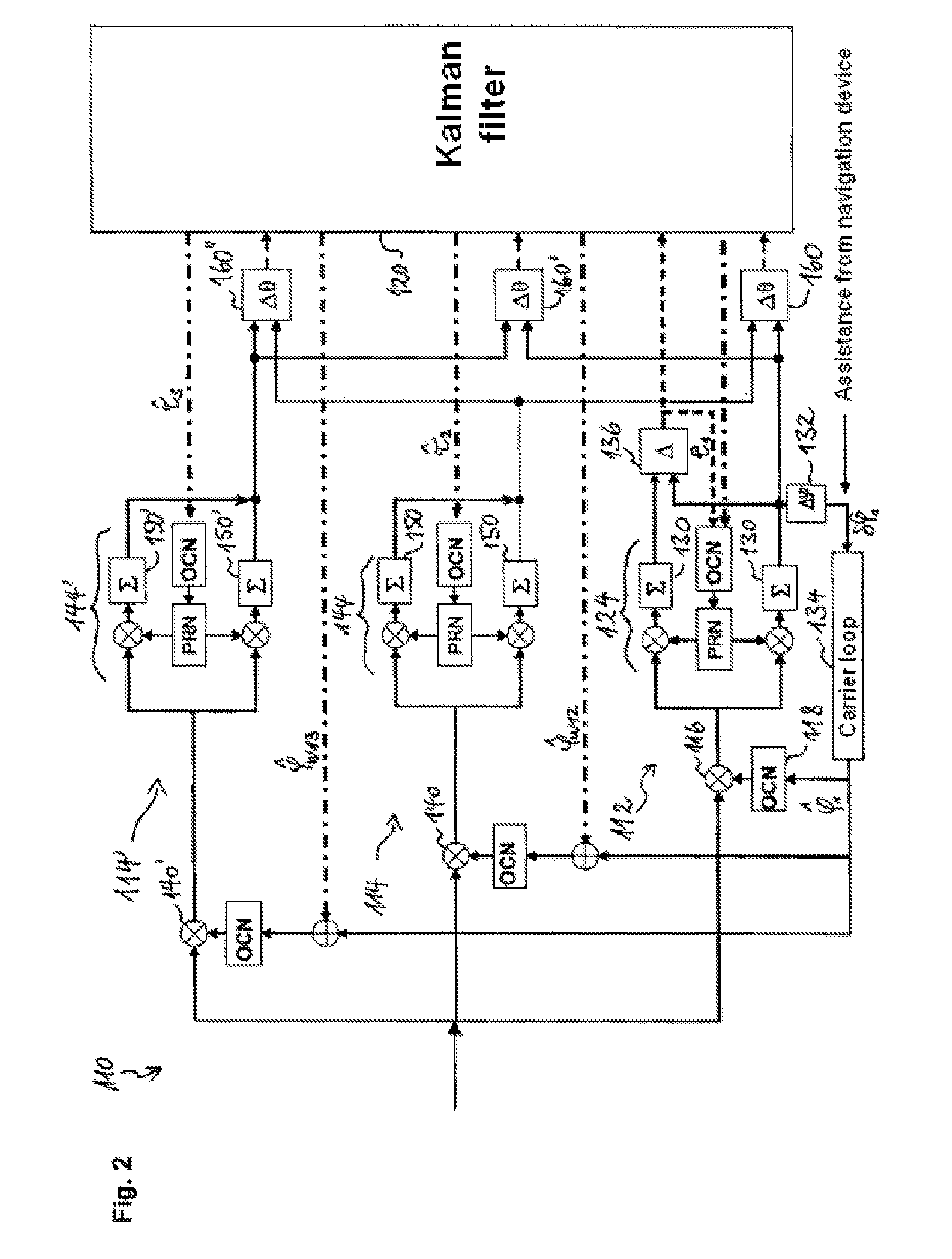 Radionavigation signal tracking device