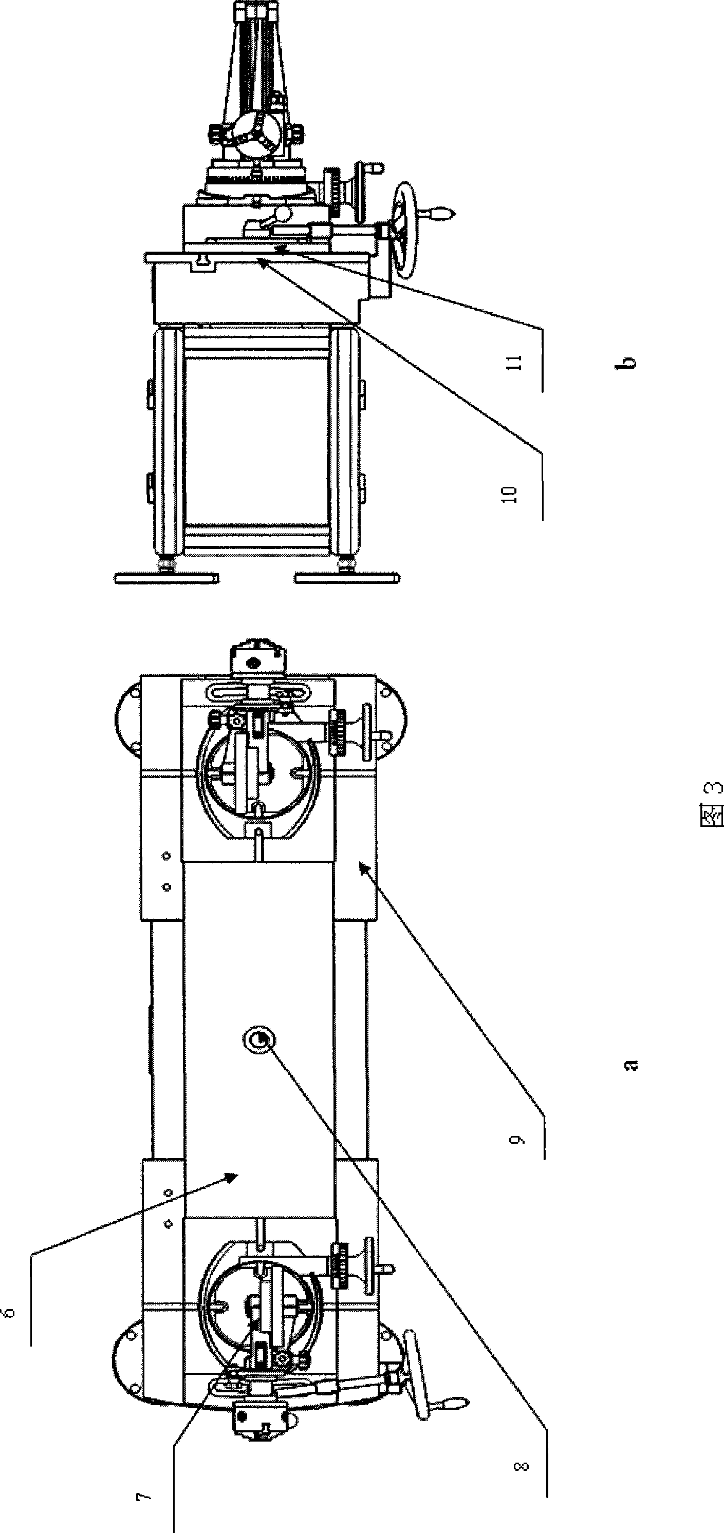 Calibrating apparatus for vehicle vertically and horizontally flat non-relating angle modulation type fourth wheel orientator