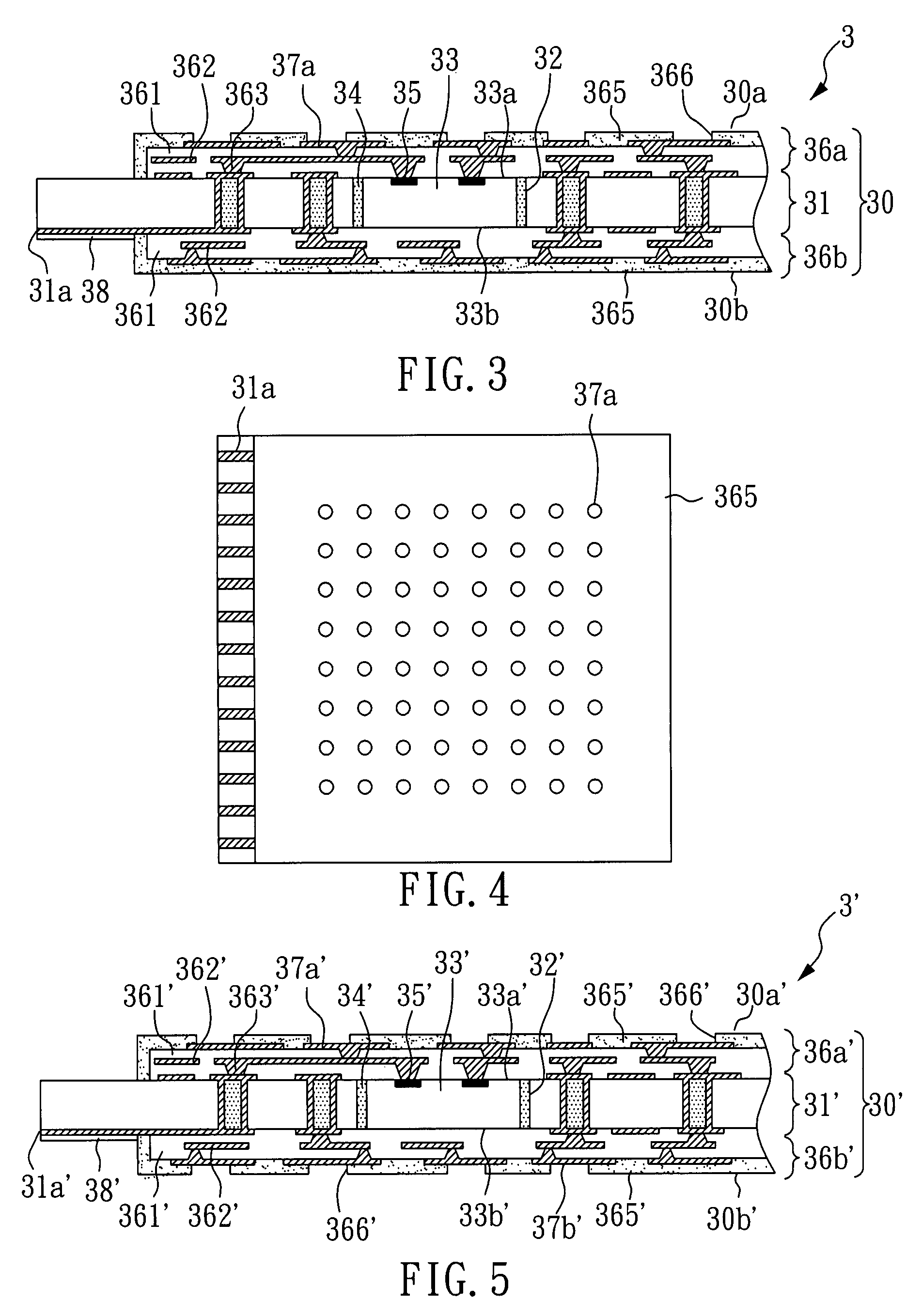 Stacked package module and board having exposed ends