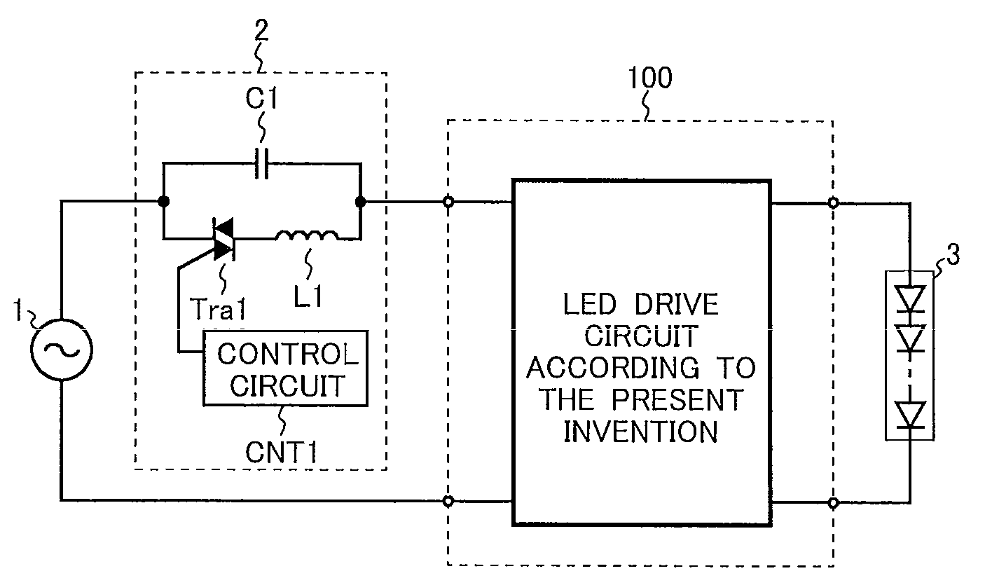 LED drive circuit, LED illumination component, LED illumination device, and LED illumination system