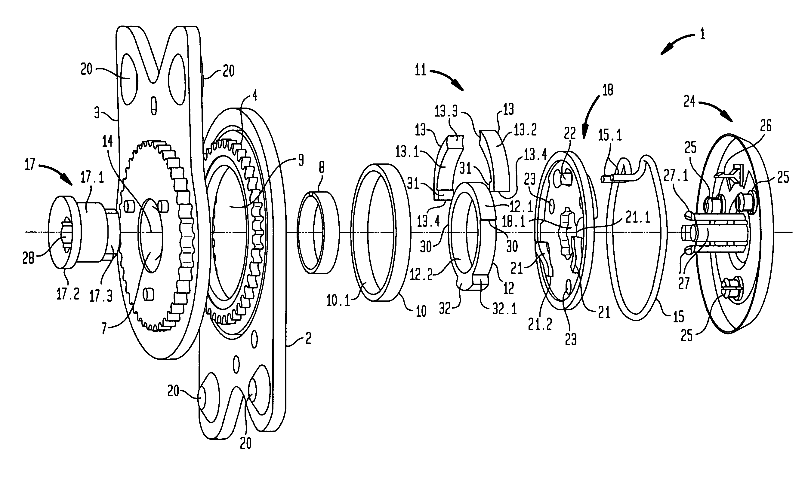 Device for adjustment of level of inclination of back part of motor vehicle seat