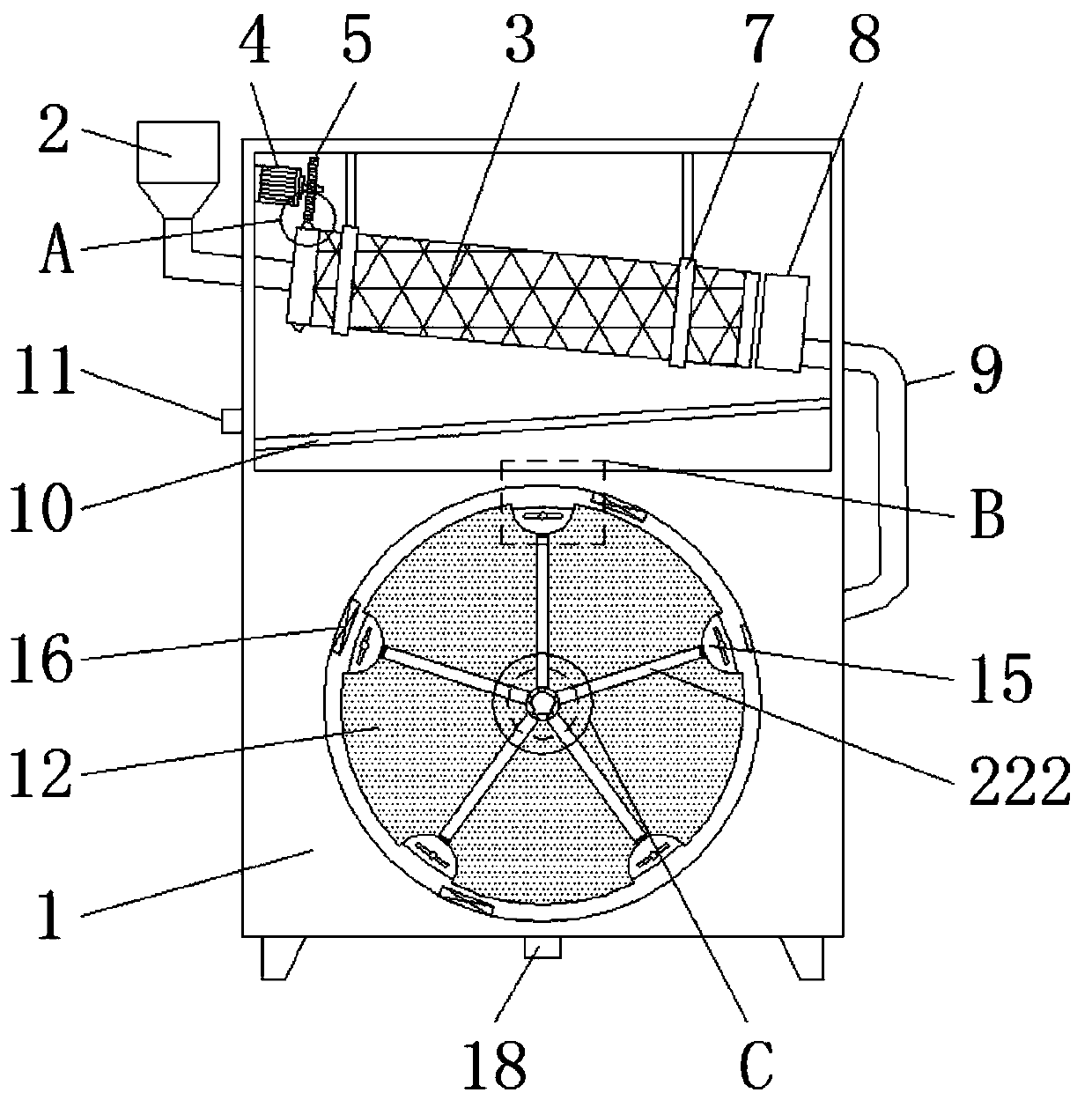 Screening and drying device for bract of globe artichoke