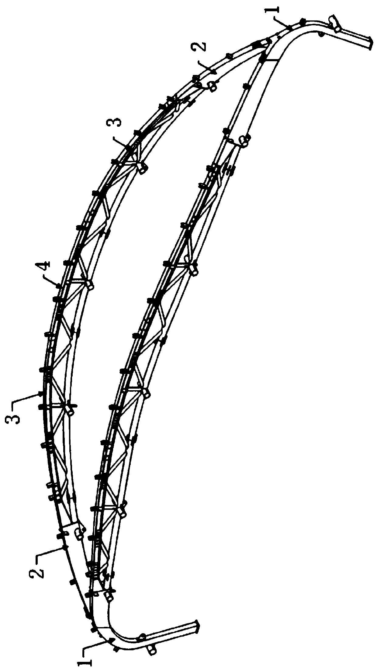 Double-curved arc-shaped large-span steel truss and manufacturing method thereof