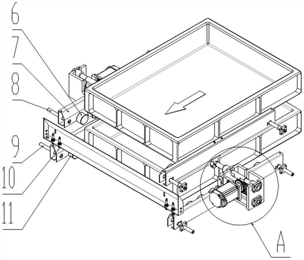 Novel falling type empty frame conveying device