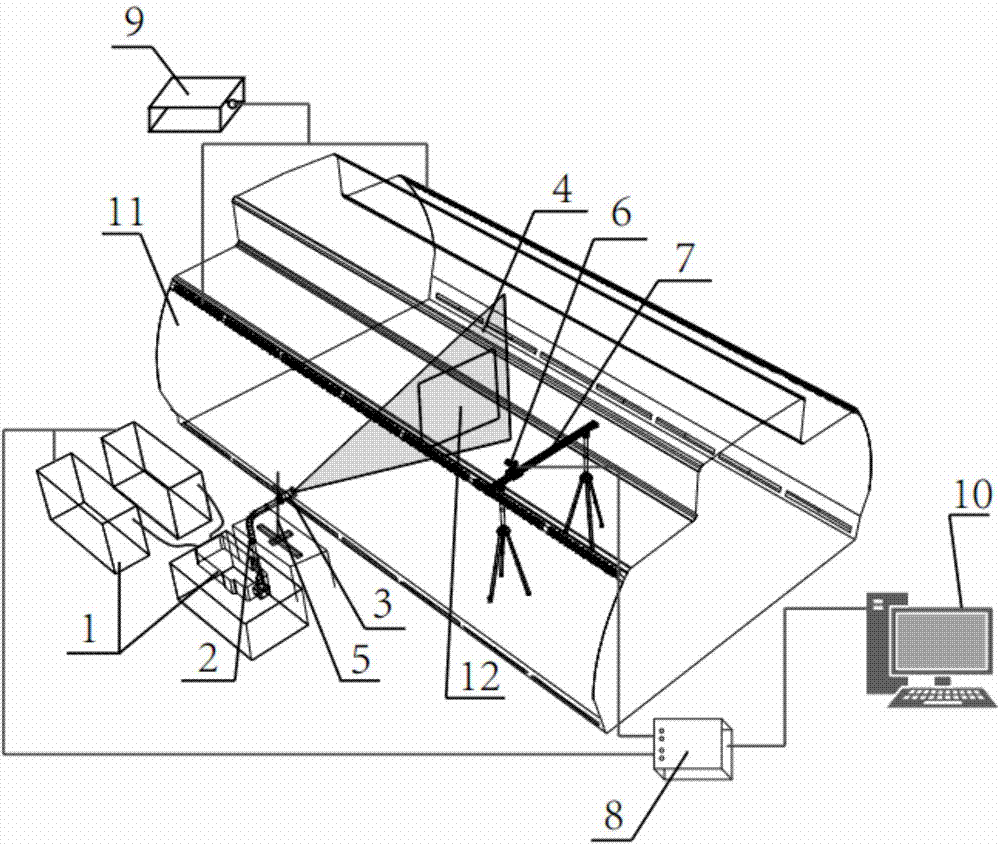 Large-size measuring experimental apparatus and method for air flow in cabin based on PIV