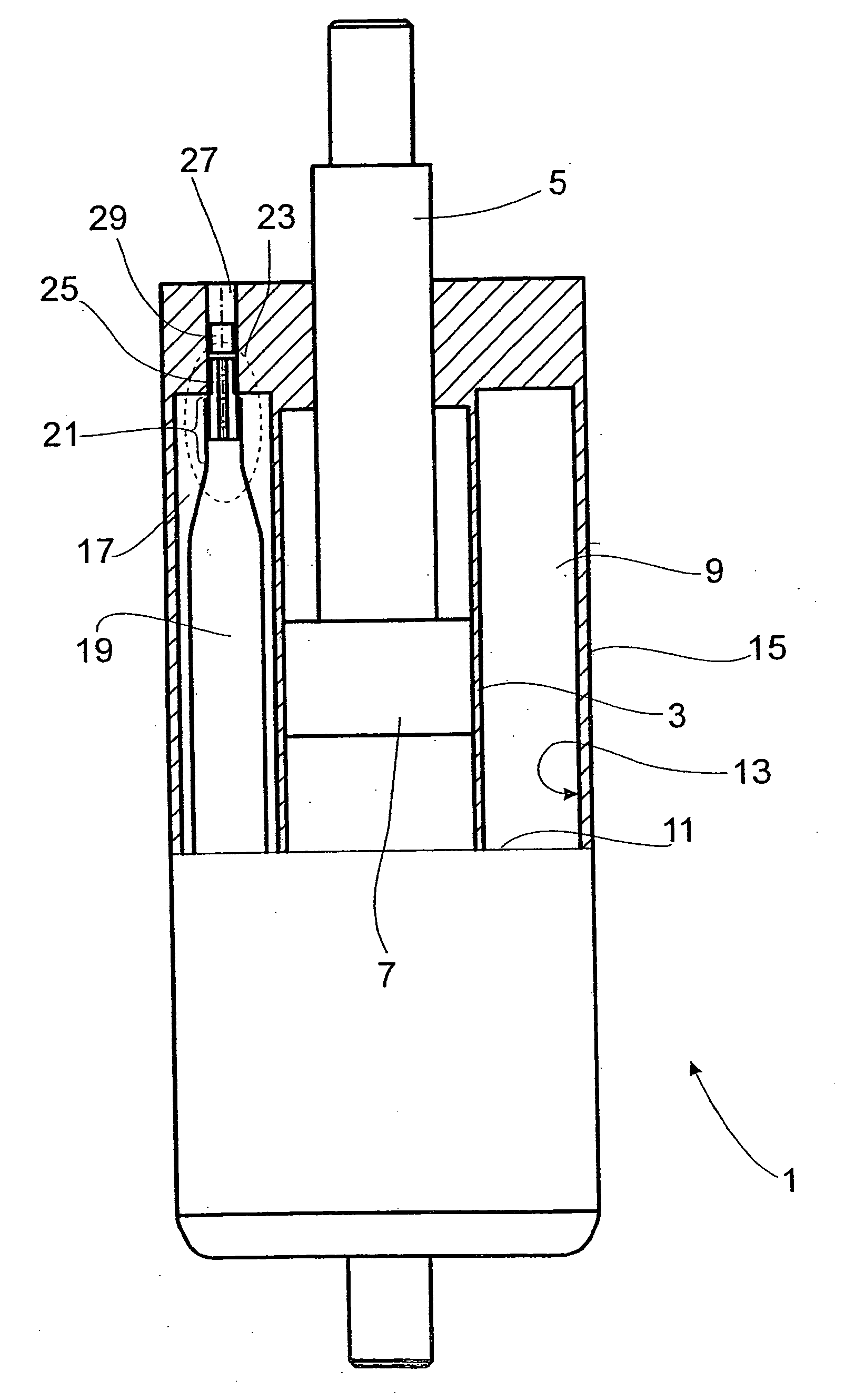 Pressure container in a vibration damper