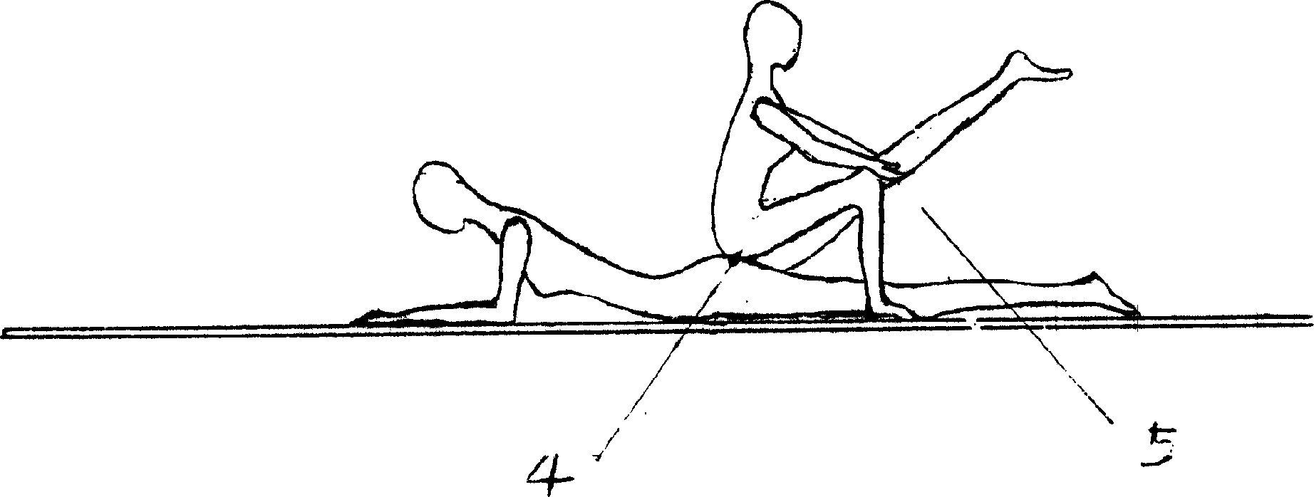 Human evolution passive exercise method, i.e. exercise method for unfolding human crouch