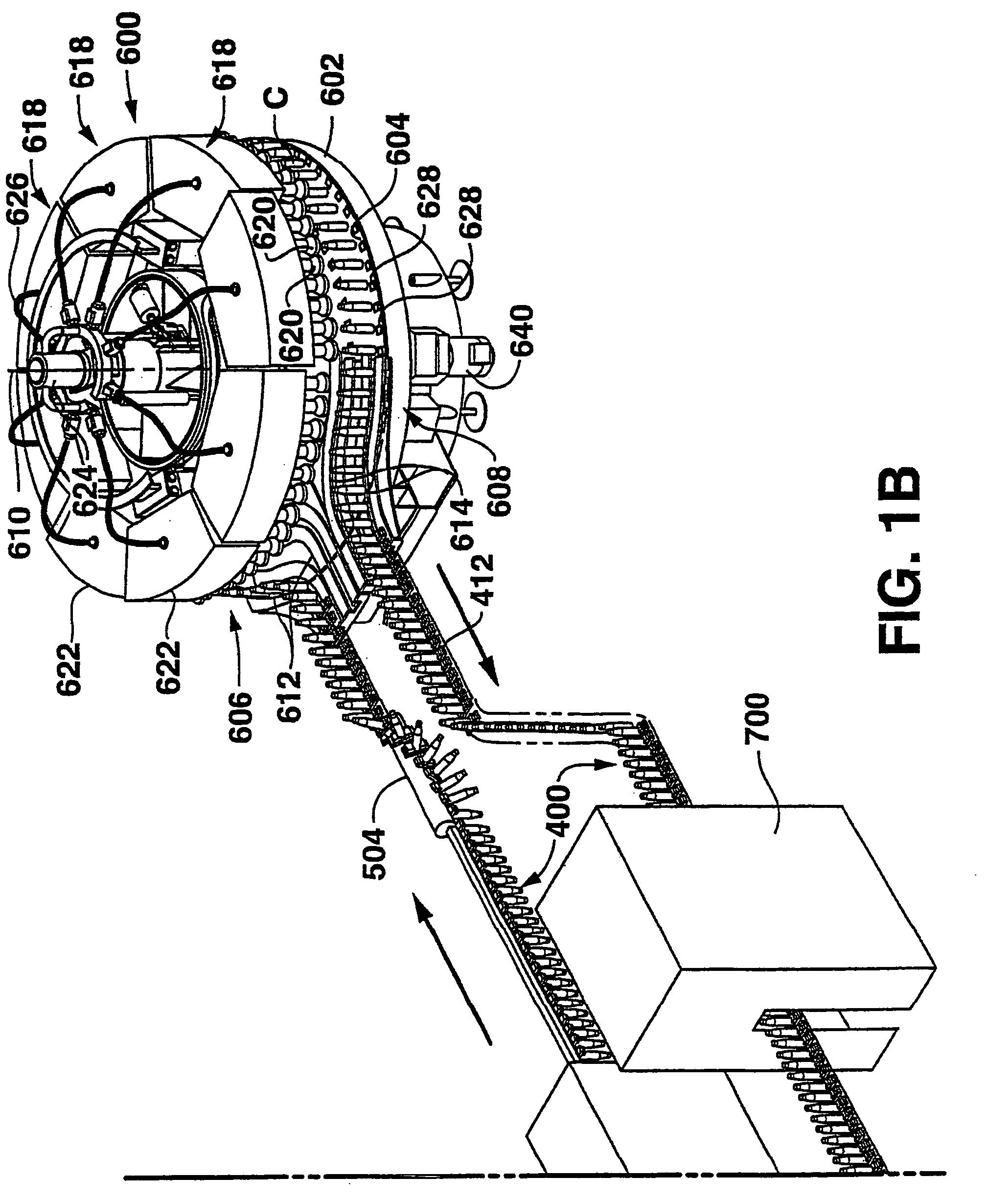 Rotary filling machine and related components, and related method