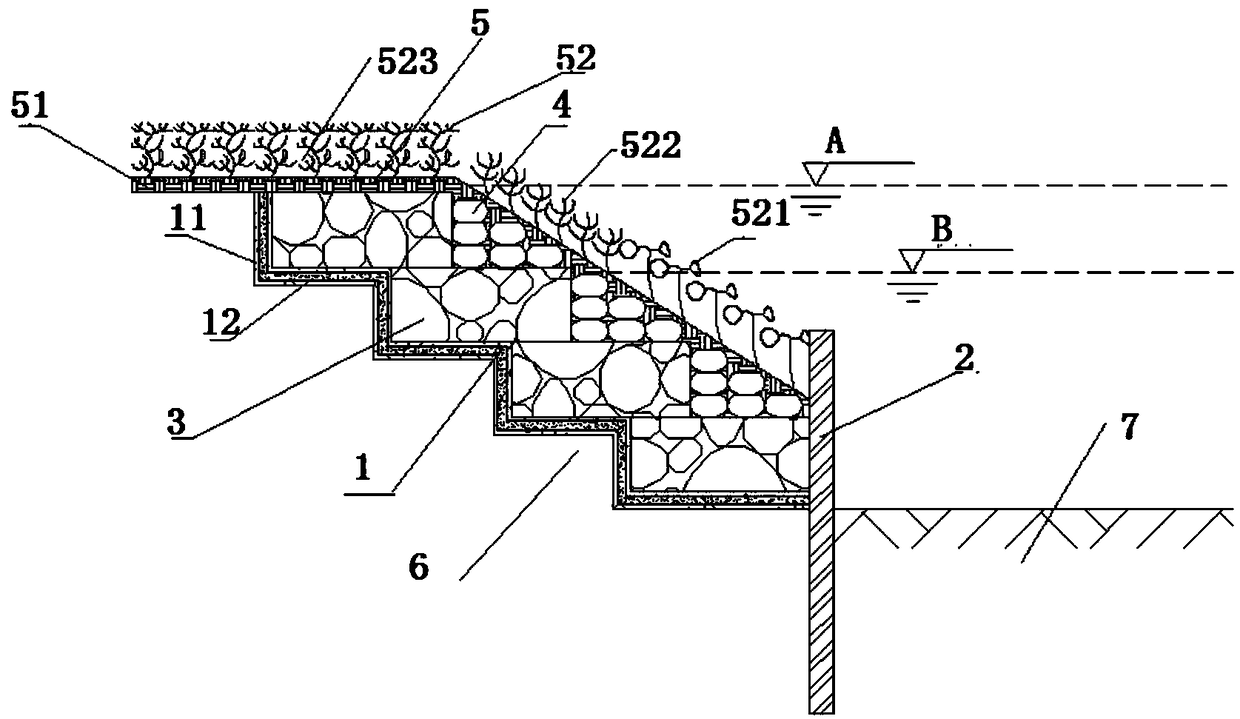 Combined ecological revetment and construction method thereof