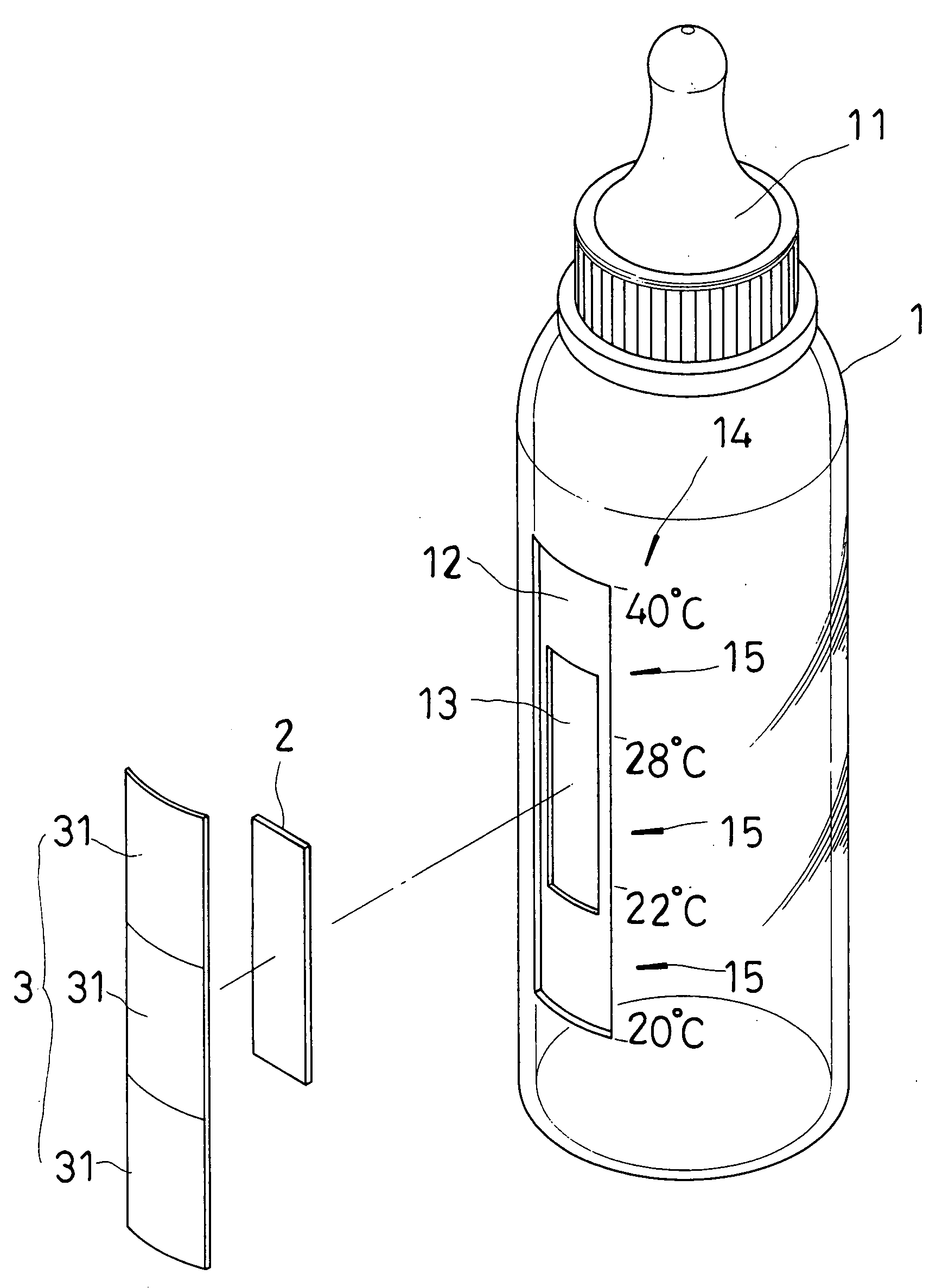 Temperature-sensing feeding bottle structure