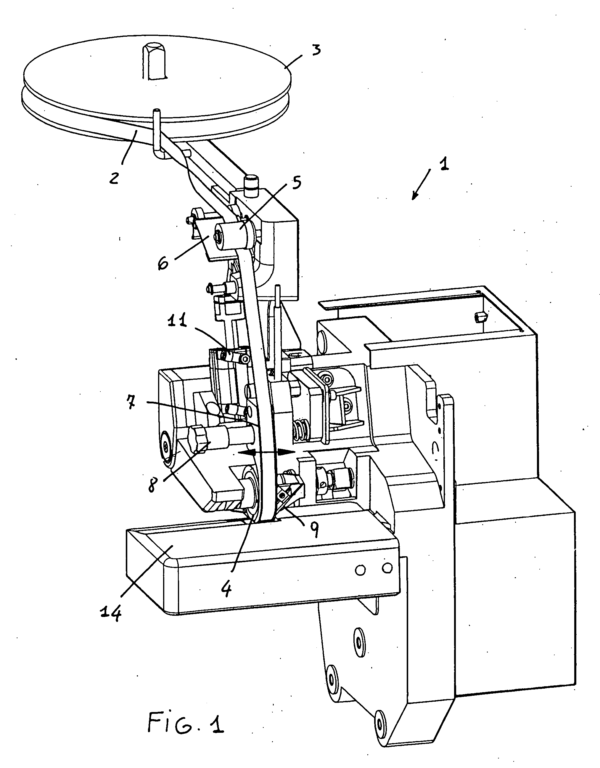 Adhesive applying apparatus for applying an adhesive compound on fabric material
