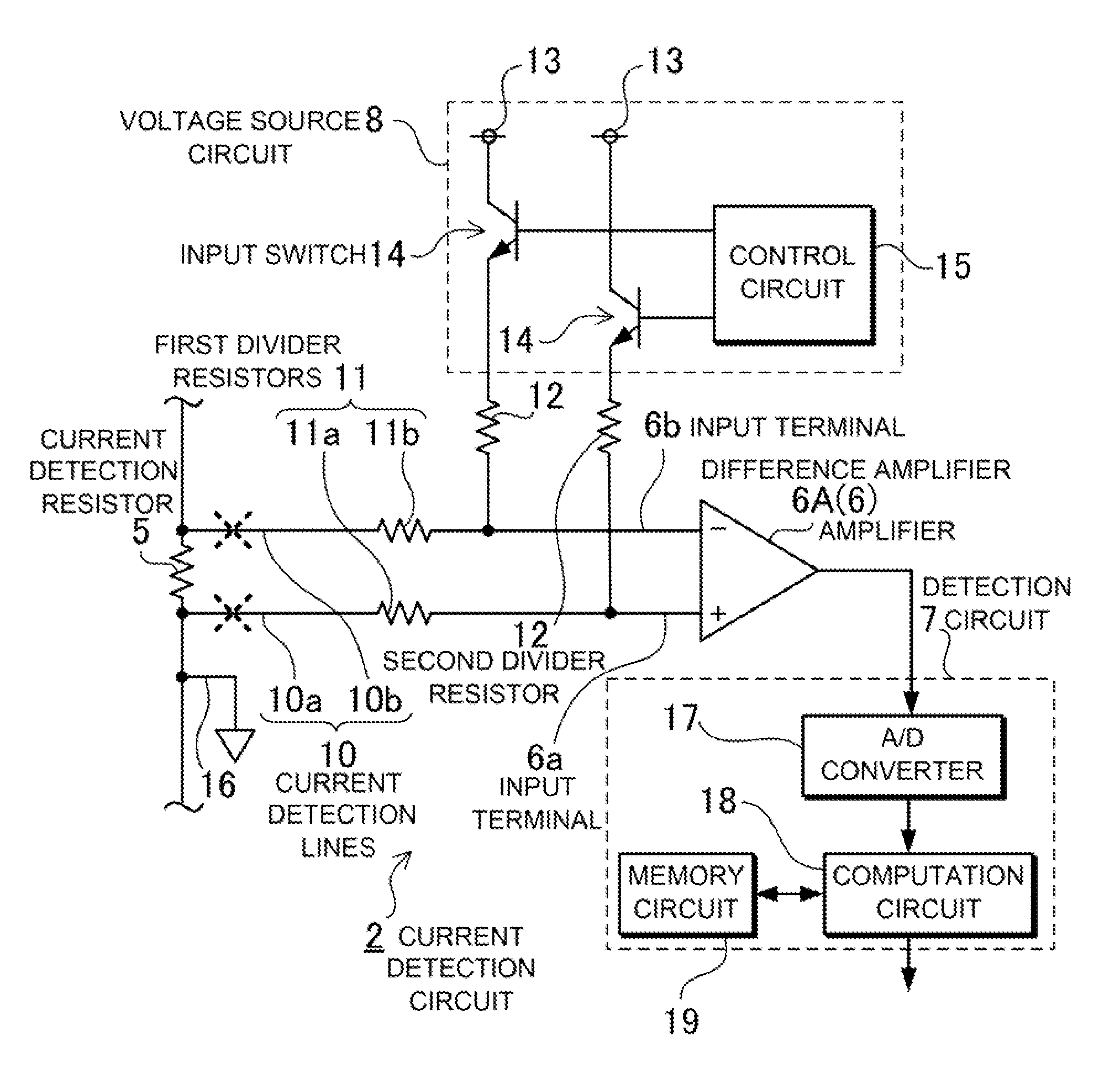 Battery system with a current detection circuit