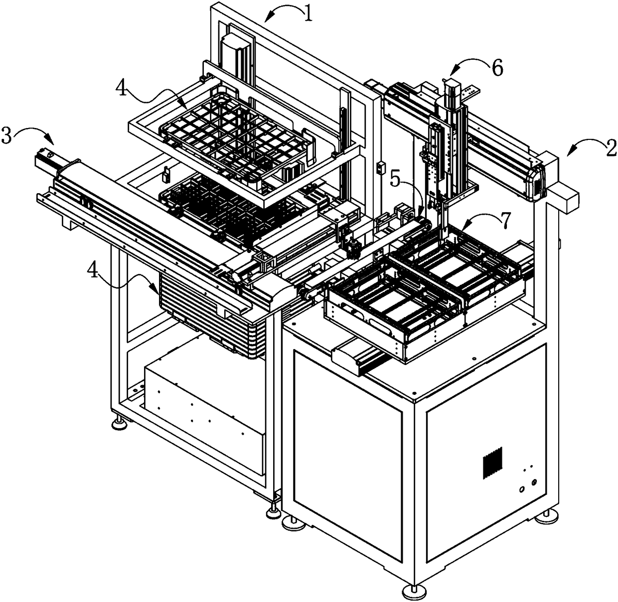 Device for automatic product transfer rack
