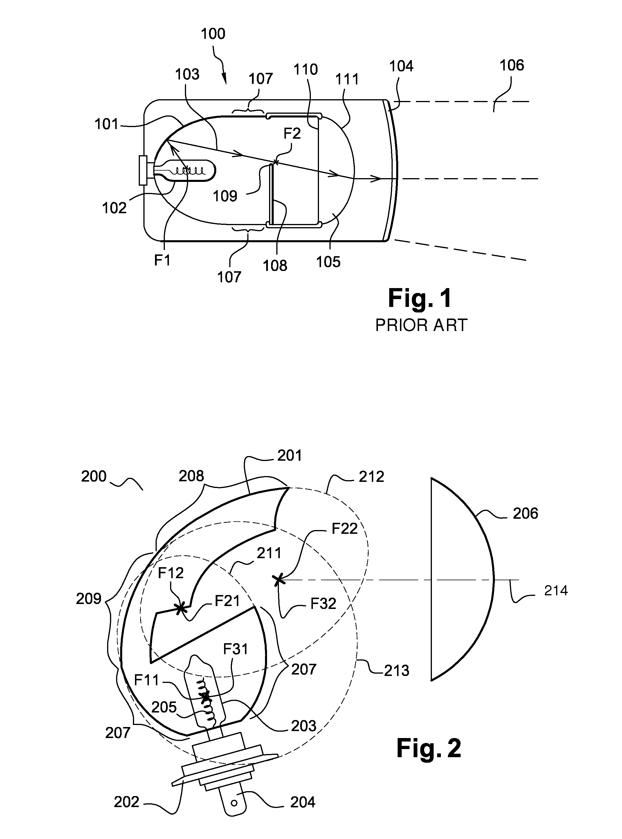 Optical module for an elliptical lighting device adapted to a given volume for a motor vehicle