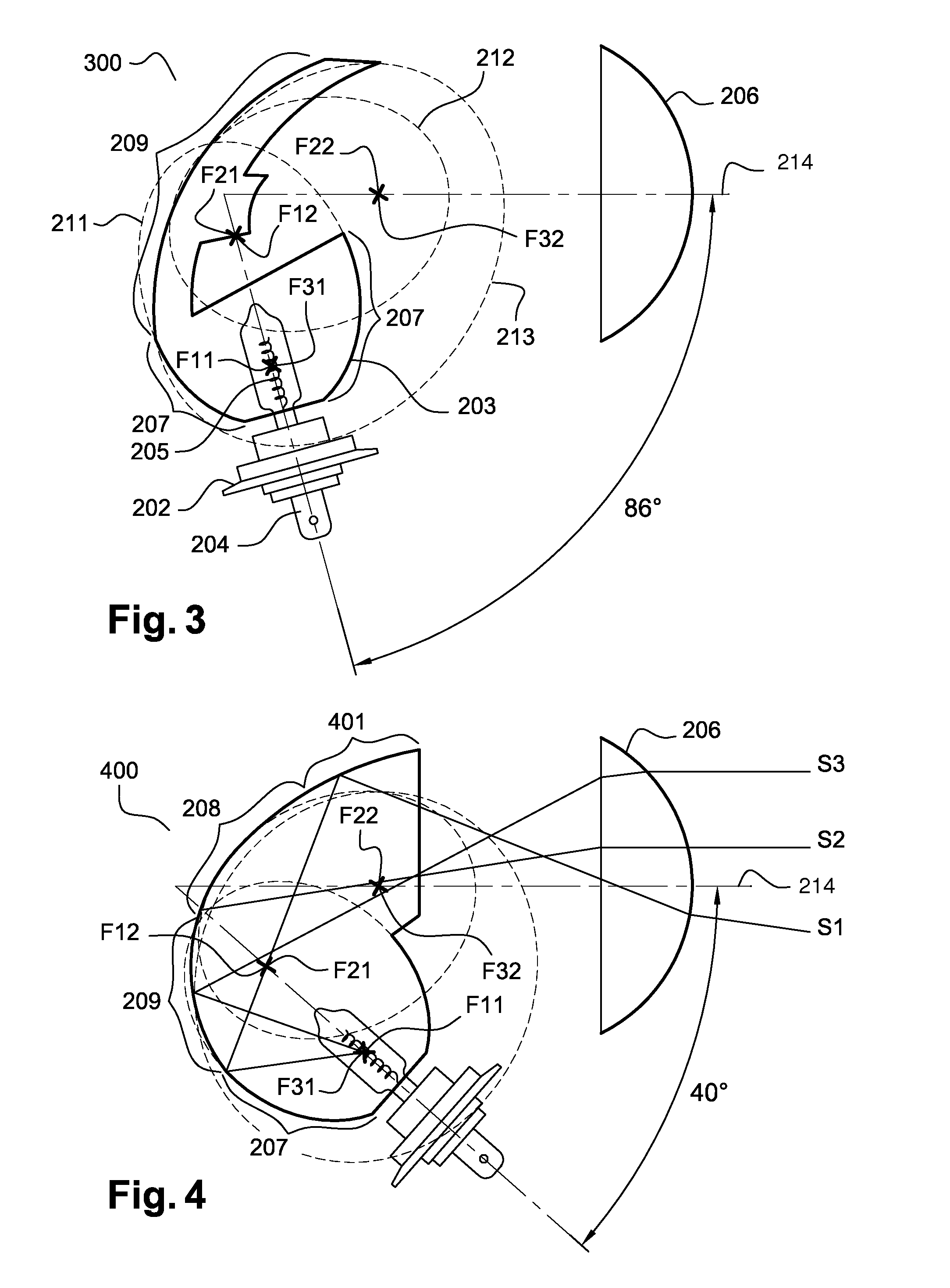 Optical module for an elliptical lighting device adapted to a given volume for a motor vehicle