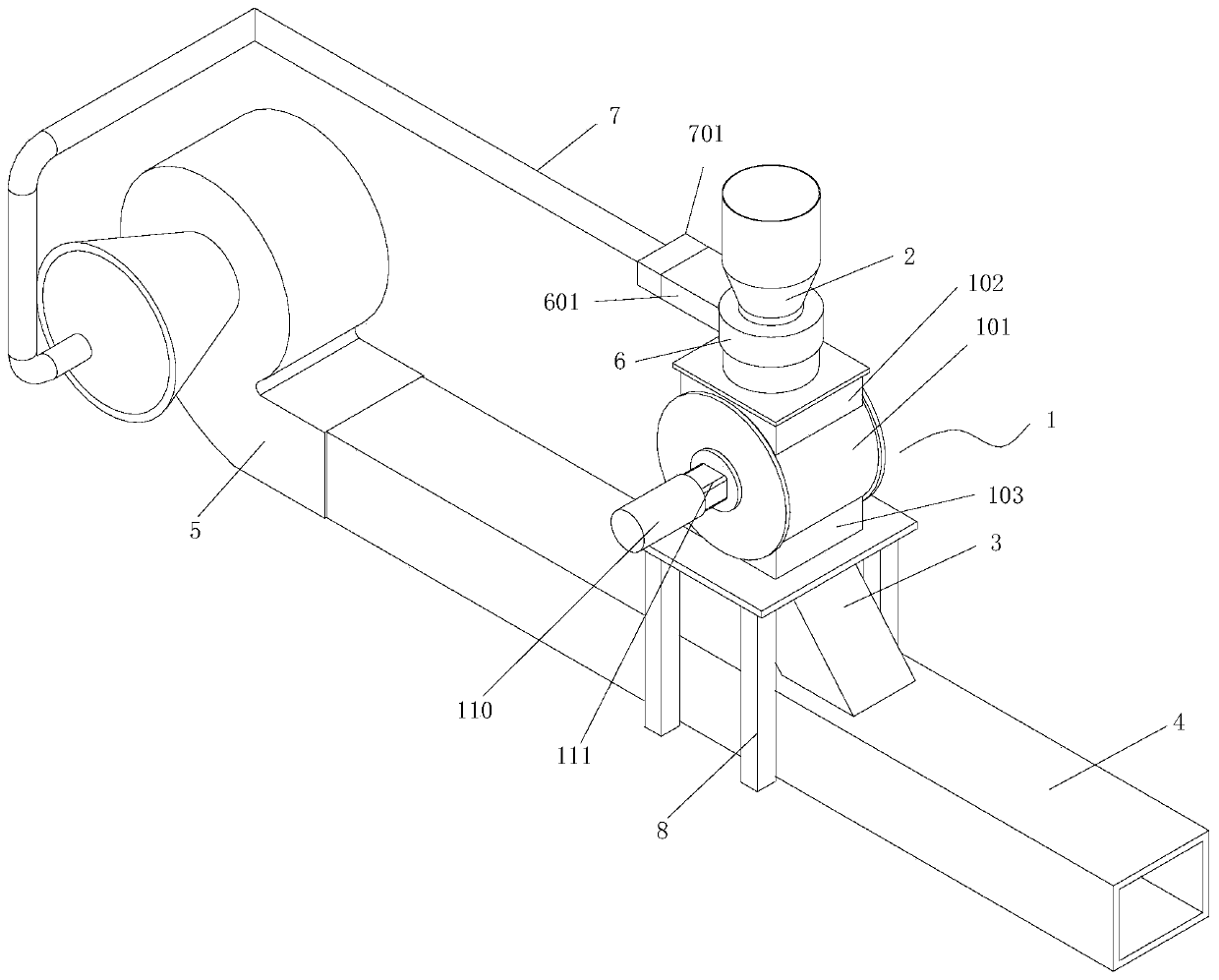 Positive pressure air seal machine and rice hull conveying device