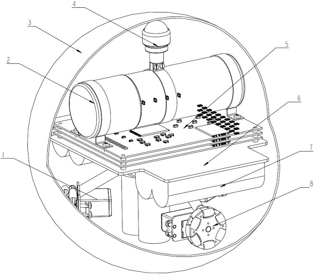 Internal driving method of three-wheel turning body of spherical robot