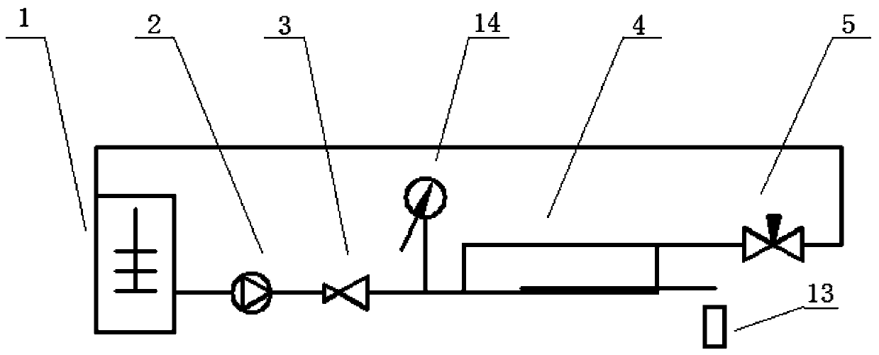 Test device and test method for pure water point flux of external pressure hollow fiber ultrafiltration membrane