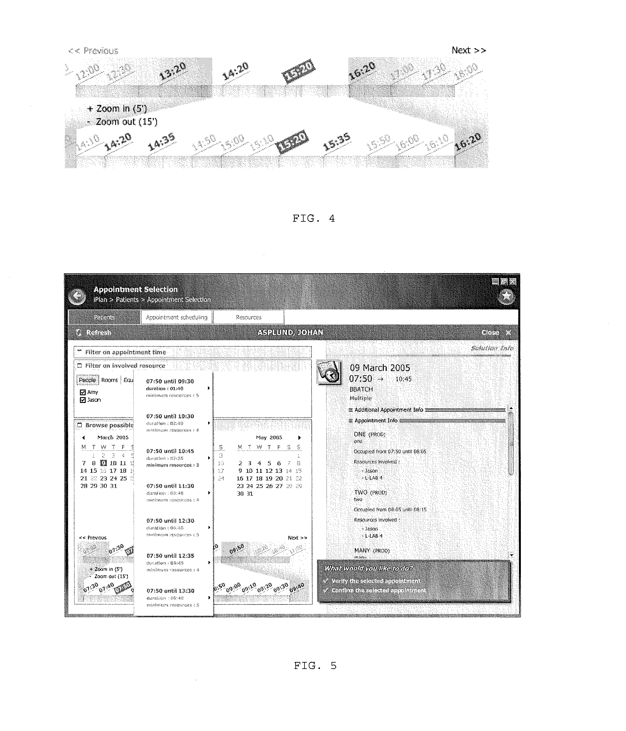 User Interface for Appointment Scheduling System Showing Appointment Solutions Within a Day