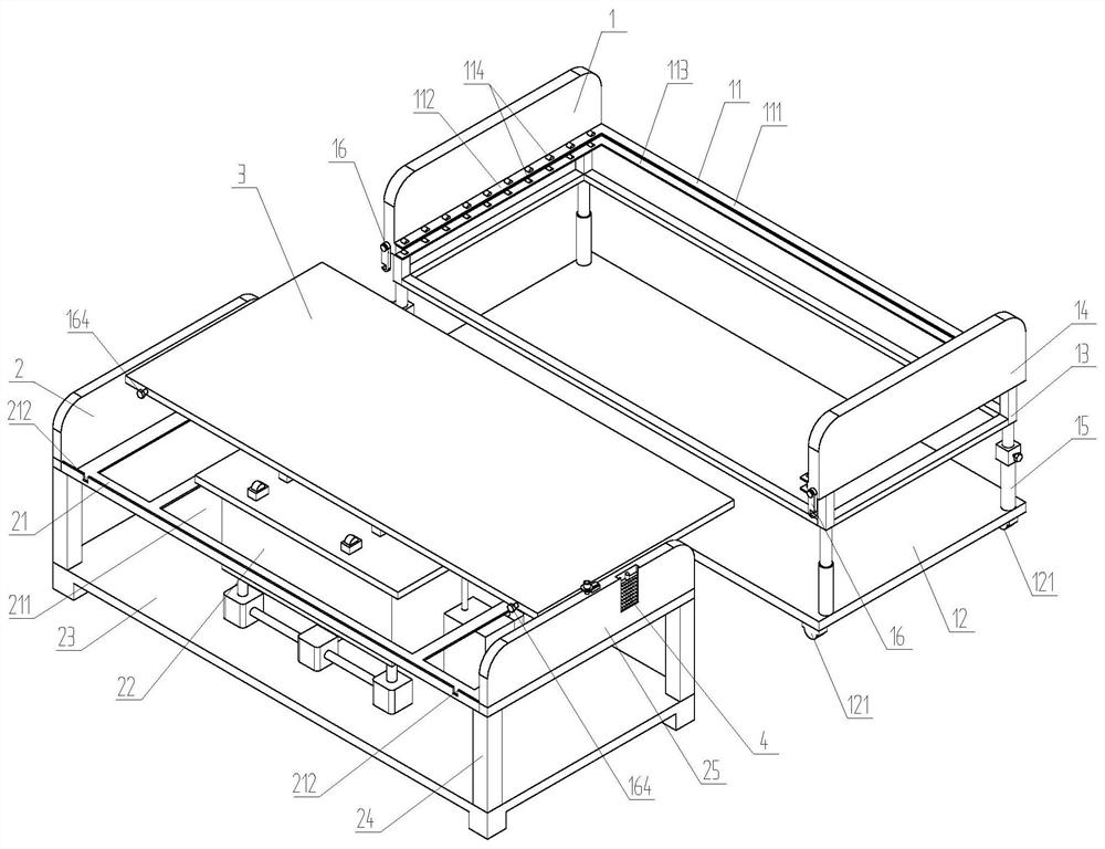 Surgical stretcher capable of freely transferring patient, and matched sickbed