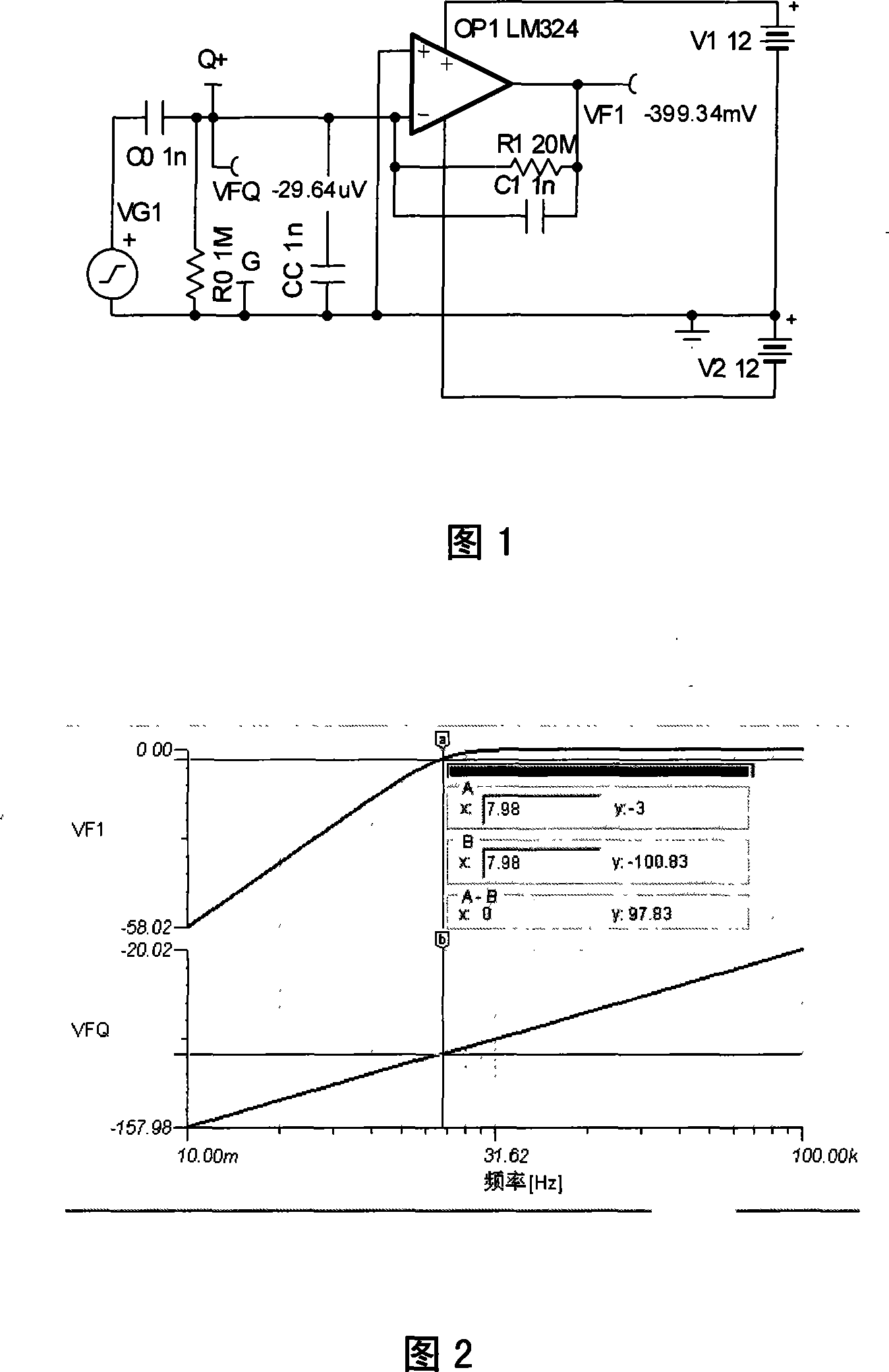 Broad band charge amplifier and design method thereof