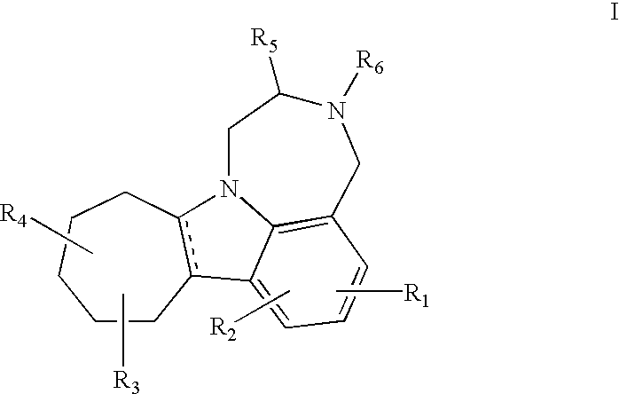 Cyclohepta[b][1,4]diazepino[6,7,1-hi]indoles and derivatives