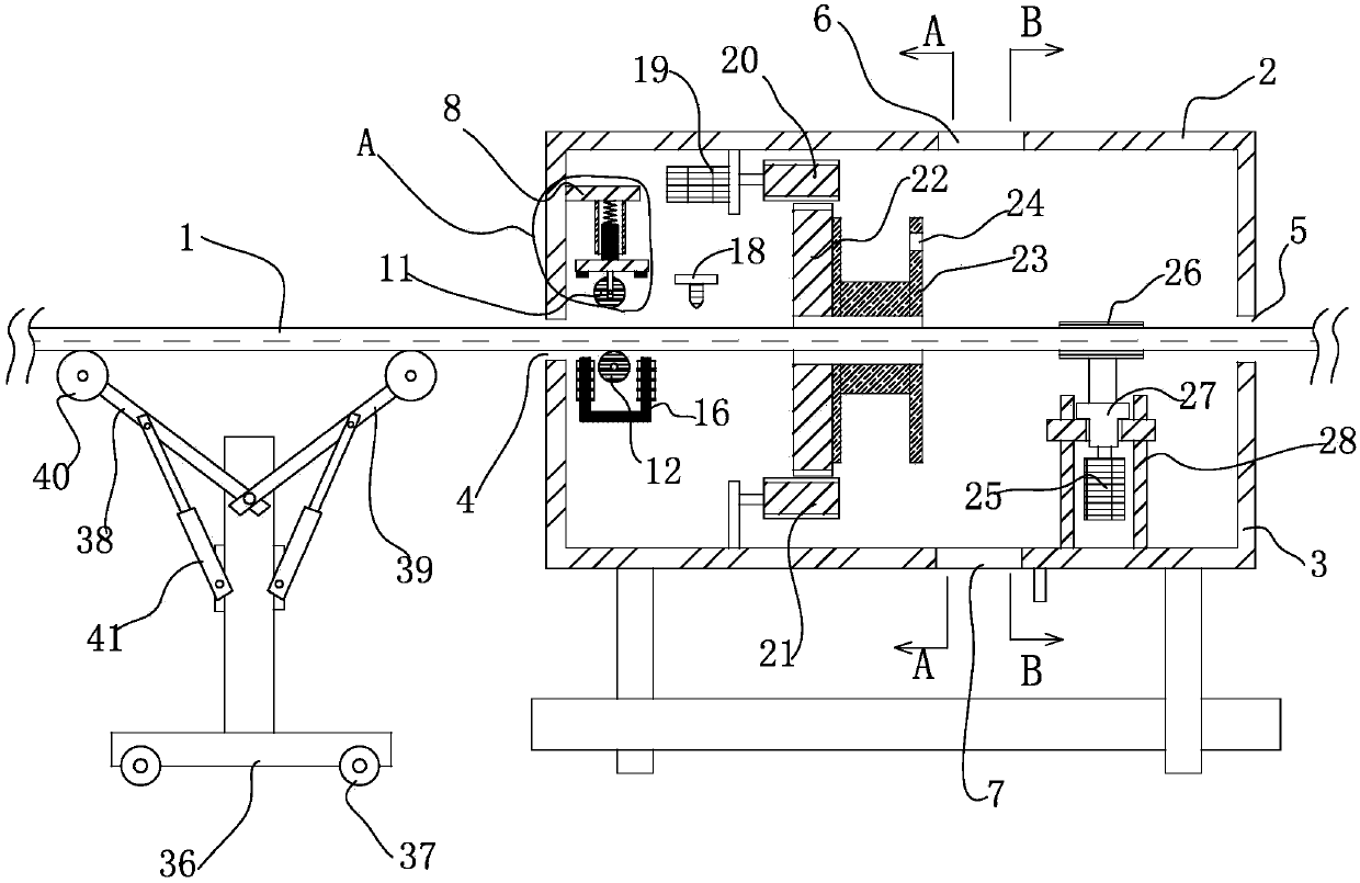 A cable aluminum tape winding machine with a multifunctional support structure