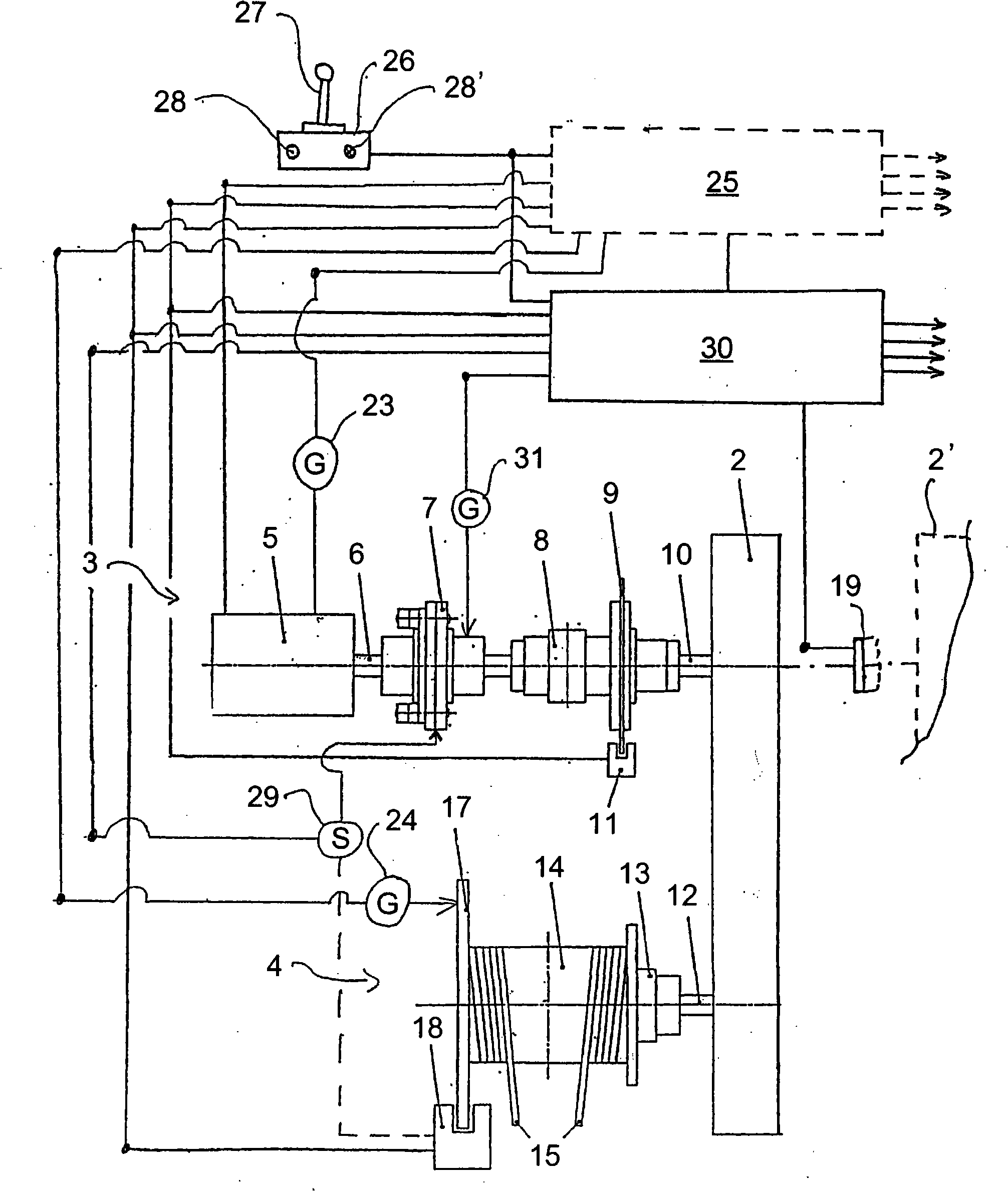 Control and regulation device for safeguarding a conveyor device, conveyor device and crane unit