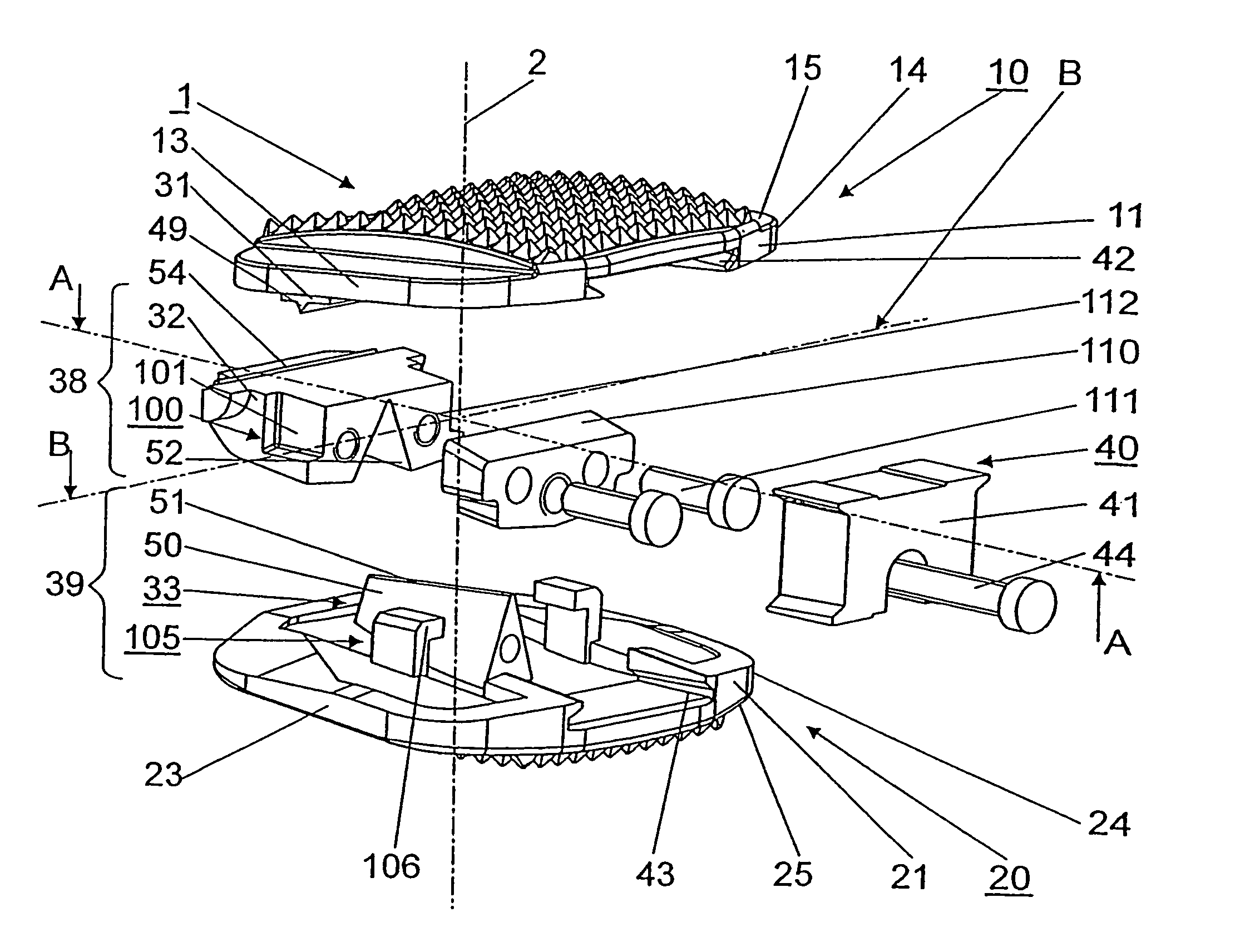Intervertebral implant with tiltable joint parts