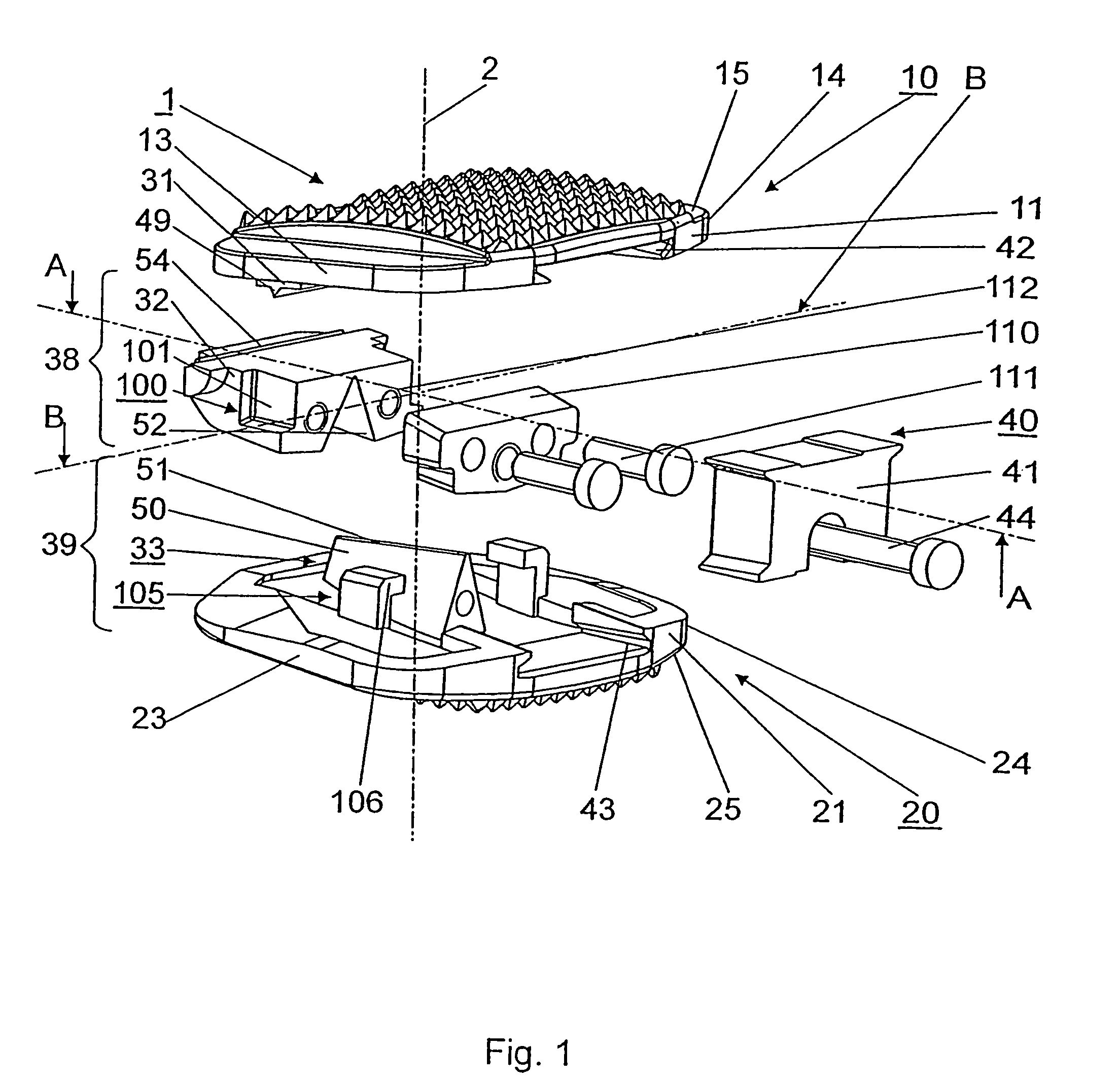 Intervertebral implant with tiltable joint parts
