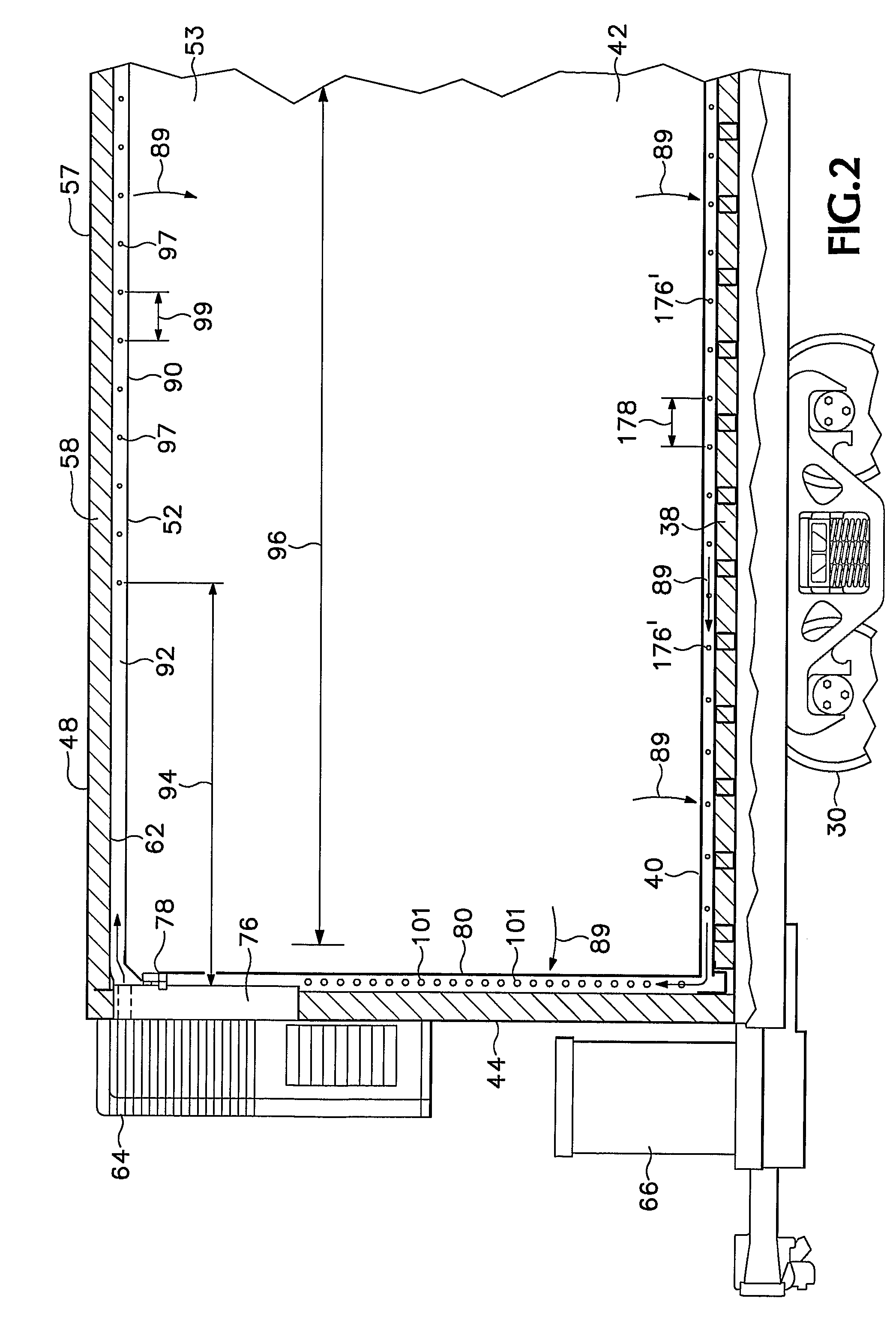 Air flow direction in a temperature controlled railroad freight car