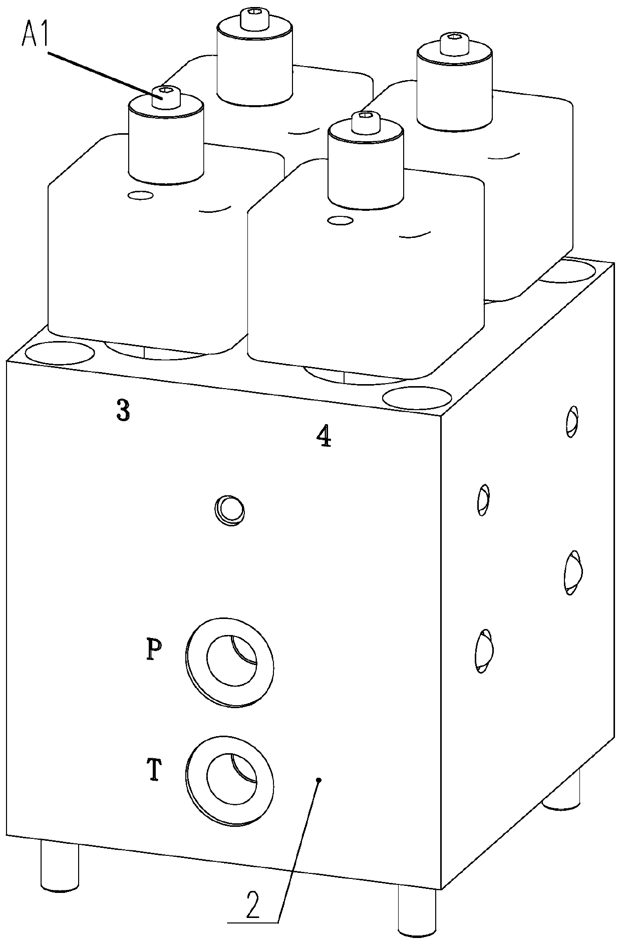 Three-position four-way water pressure proportional valve based on high-speed switch valve