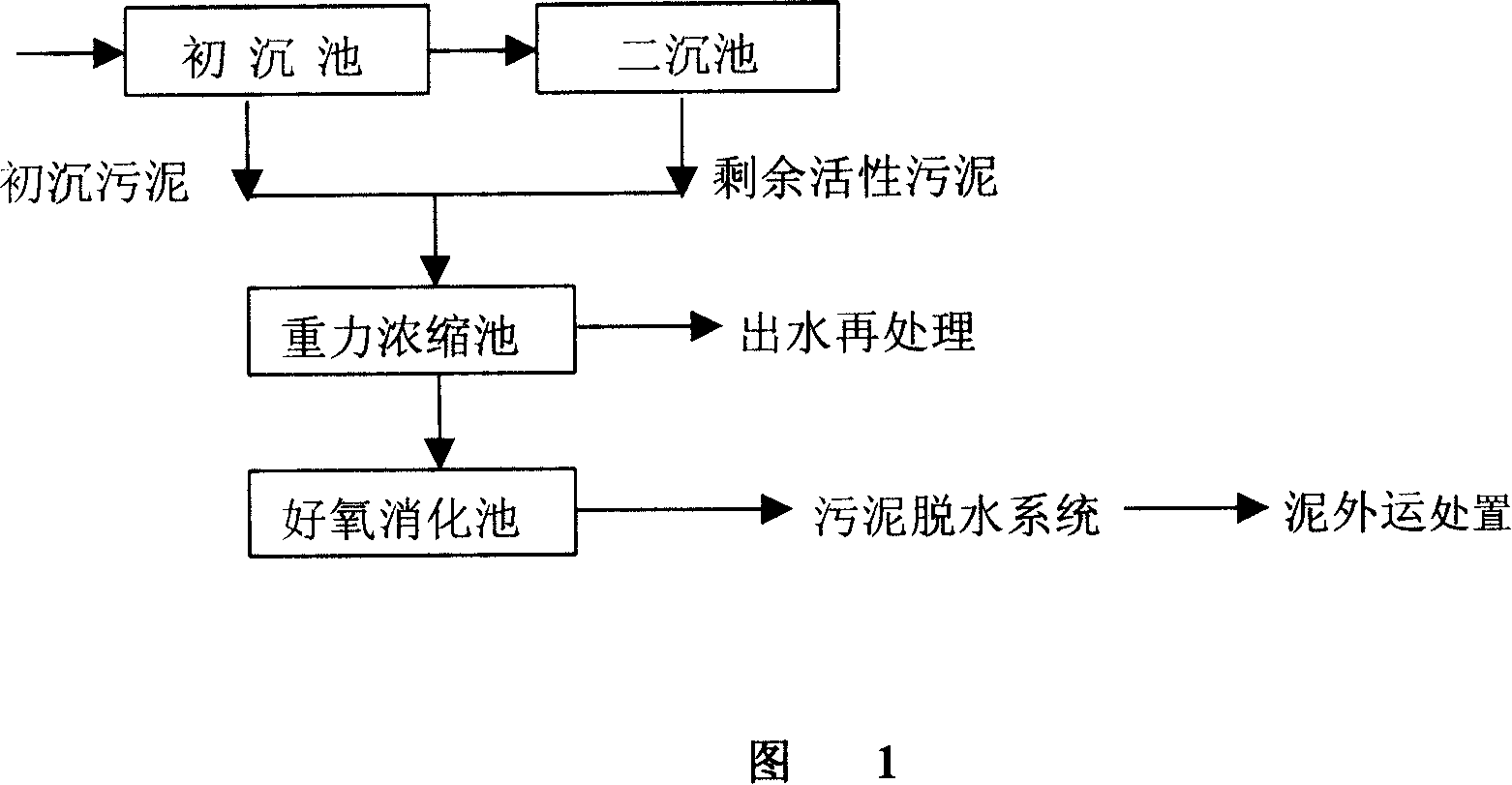 Process for concentrating, assimilating and treating flat plate film sludge synchronously
