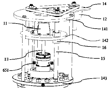 A test device for spray characteristics of nozzles under simulated working conditions with a rotatable head