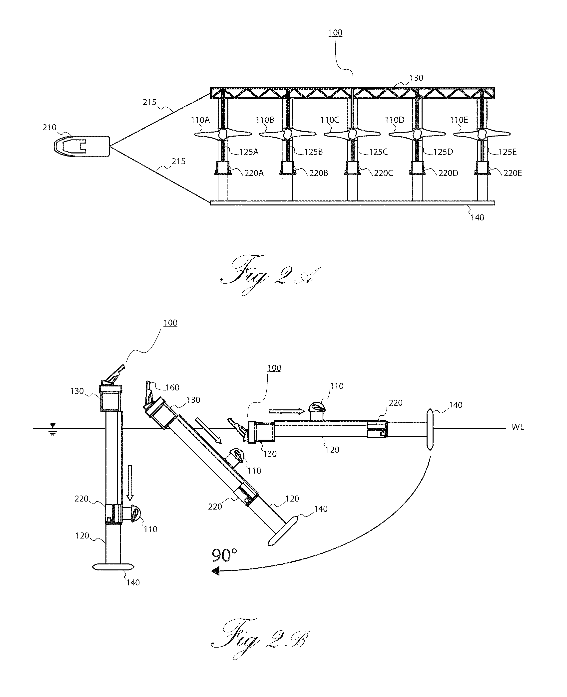 Floating tower frame for ocean current turbine system